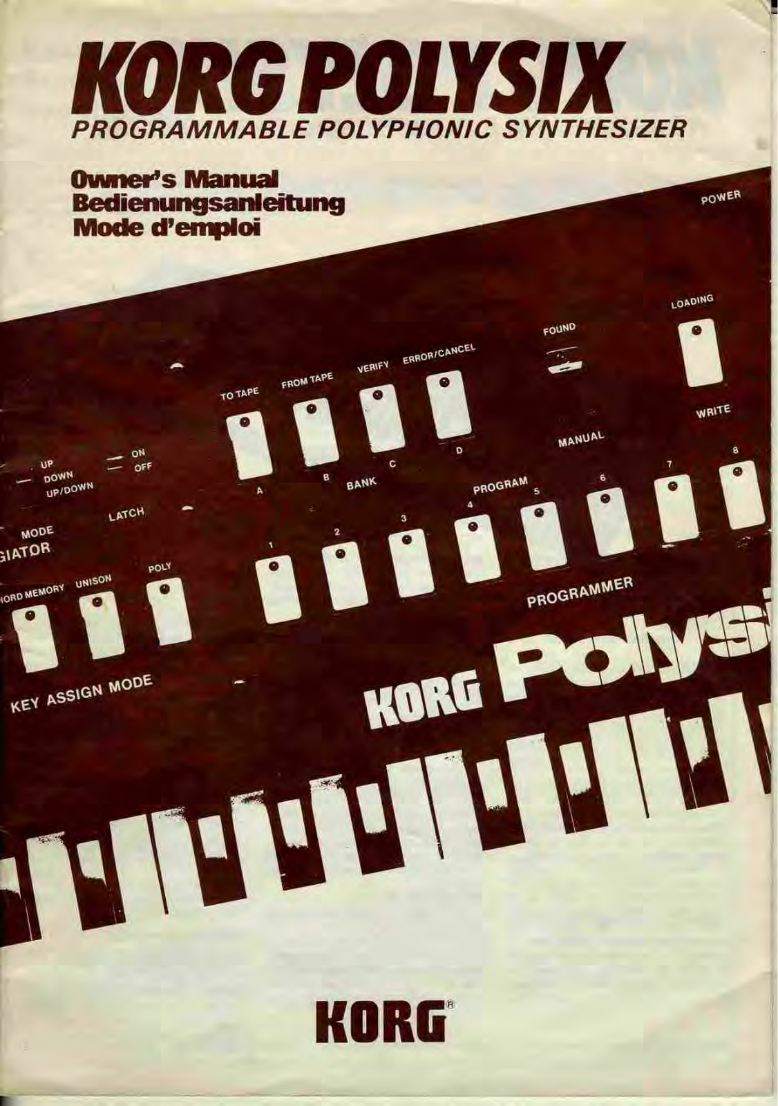 Korg PolySix Owner's Manual