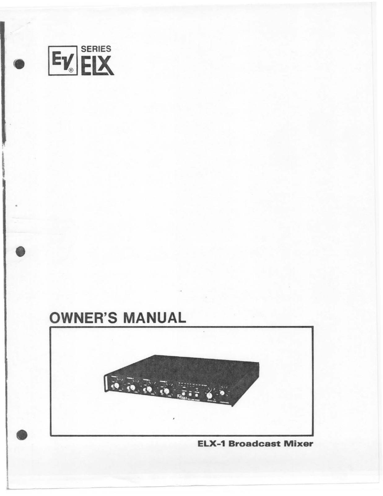 Electro-voice ELX-1 User Manual