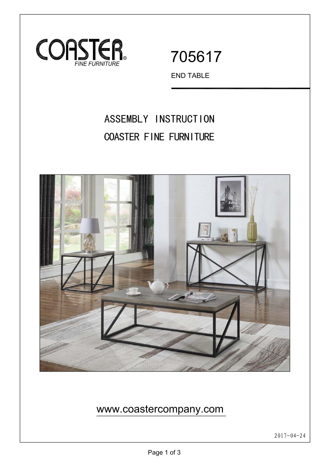 Coaster 705617 Assembly Guide