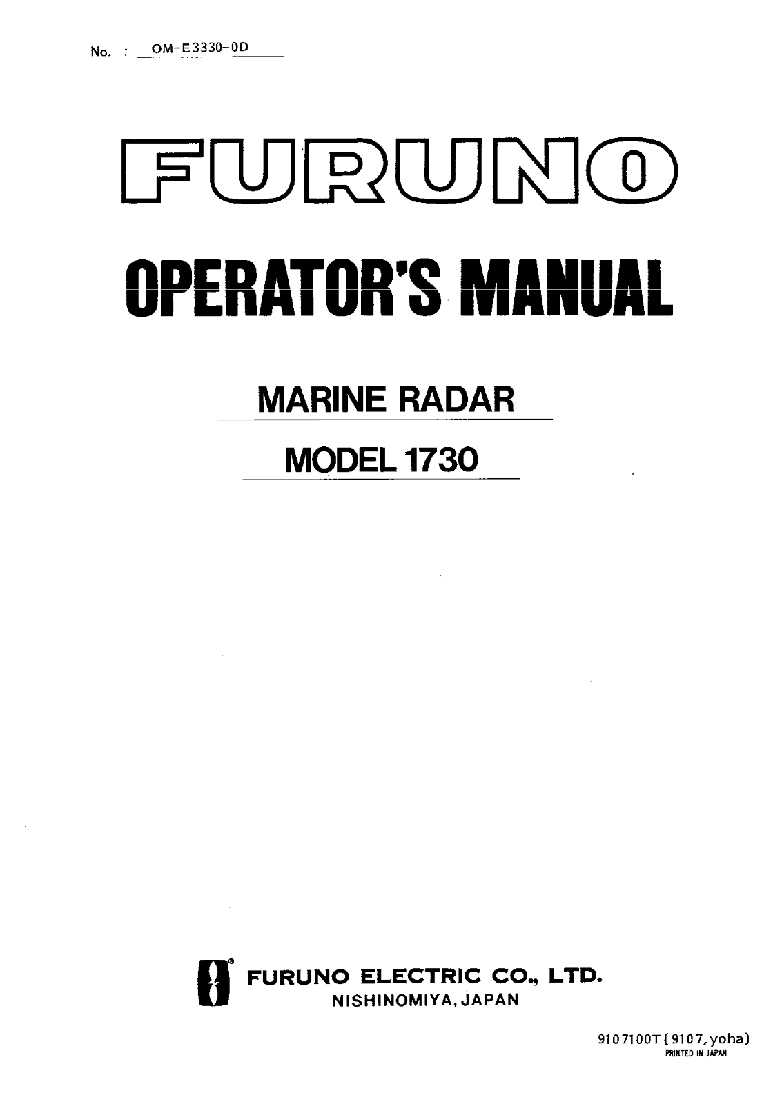 Furuno 1730 User Manual