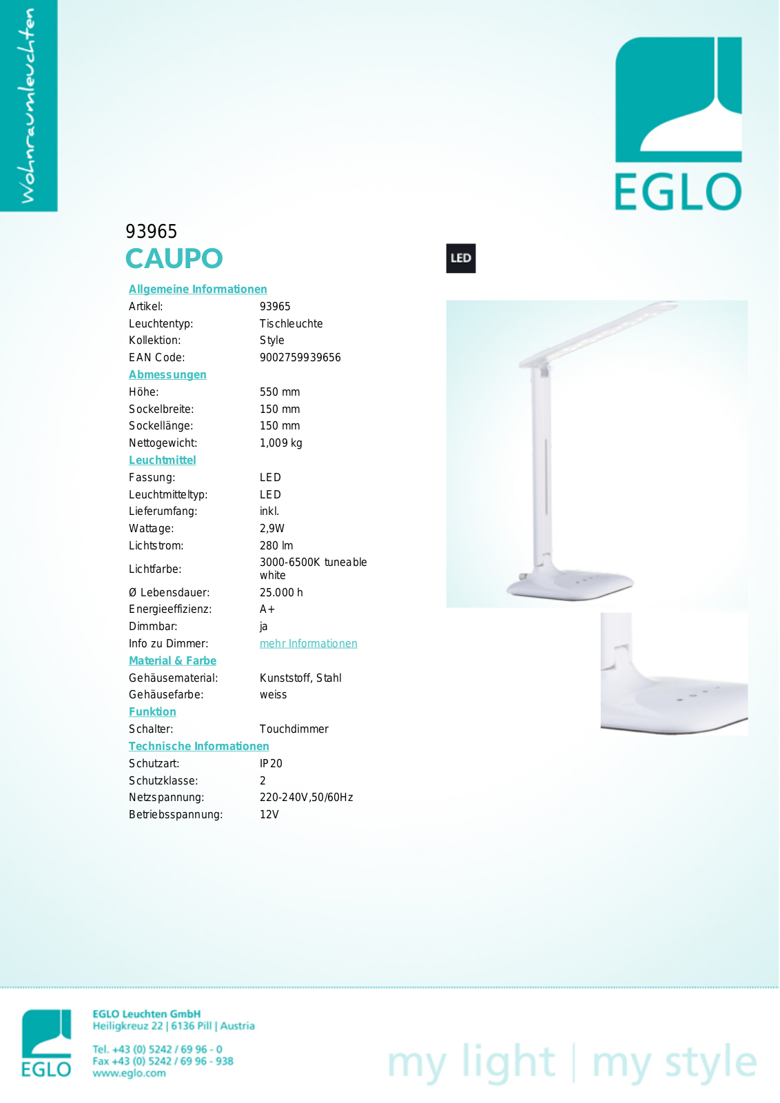 Eglo 93965 Service Manual