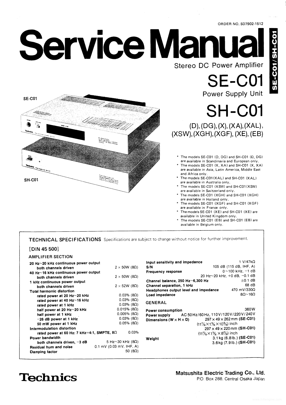 Technics SE-C01, SH-C01 Service Manual