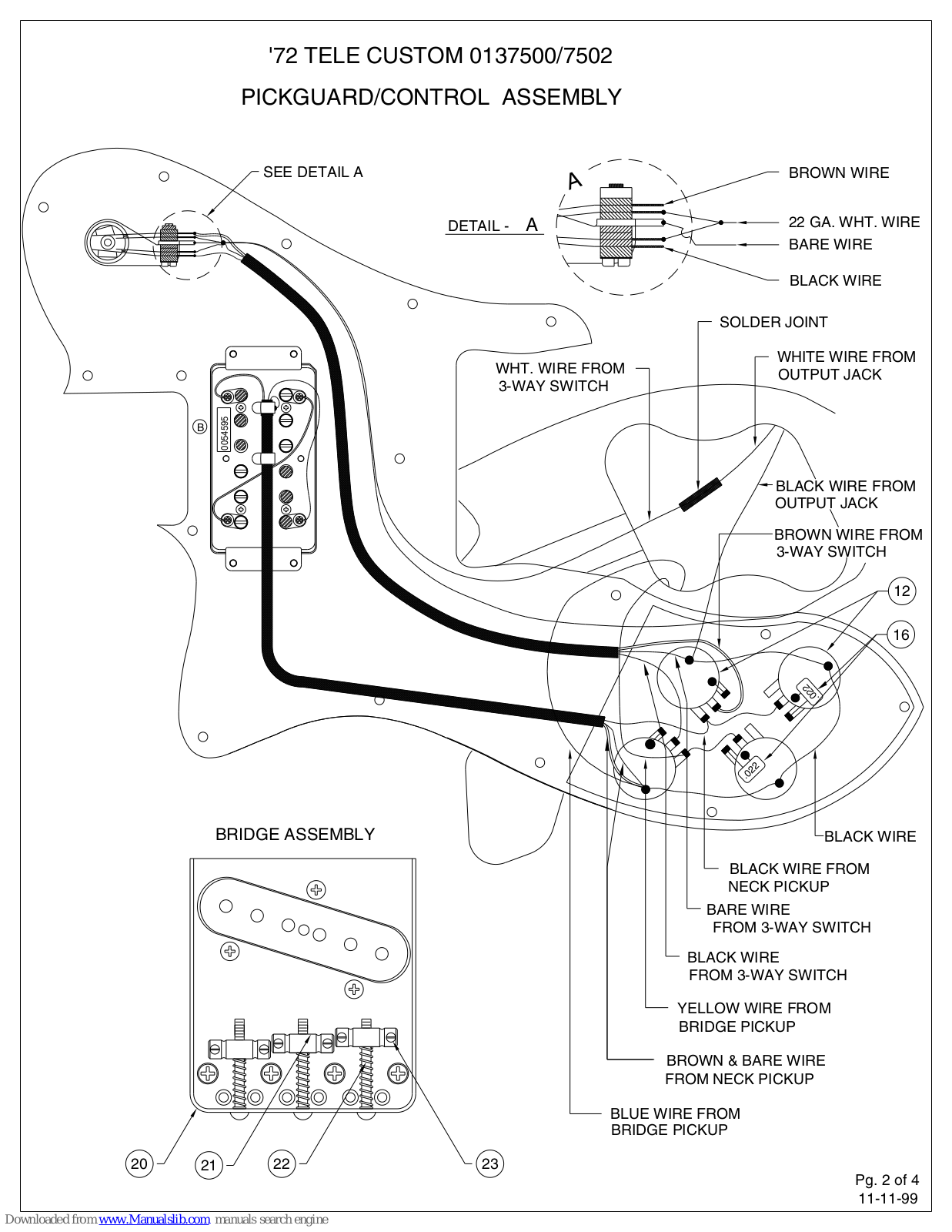 Fender Classic Series 72 Telecaster Custom, '72 TELE CUSTOM 0137500, '72 TELE CUSTOM 0137502 Assembly