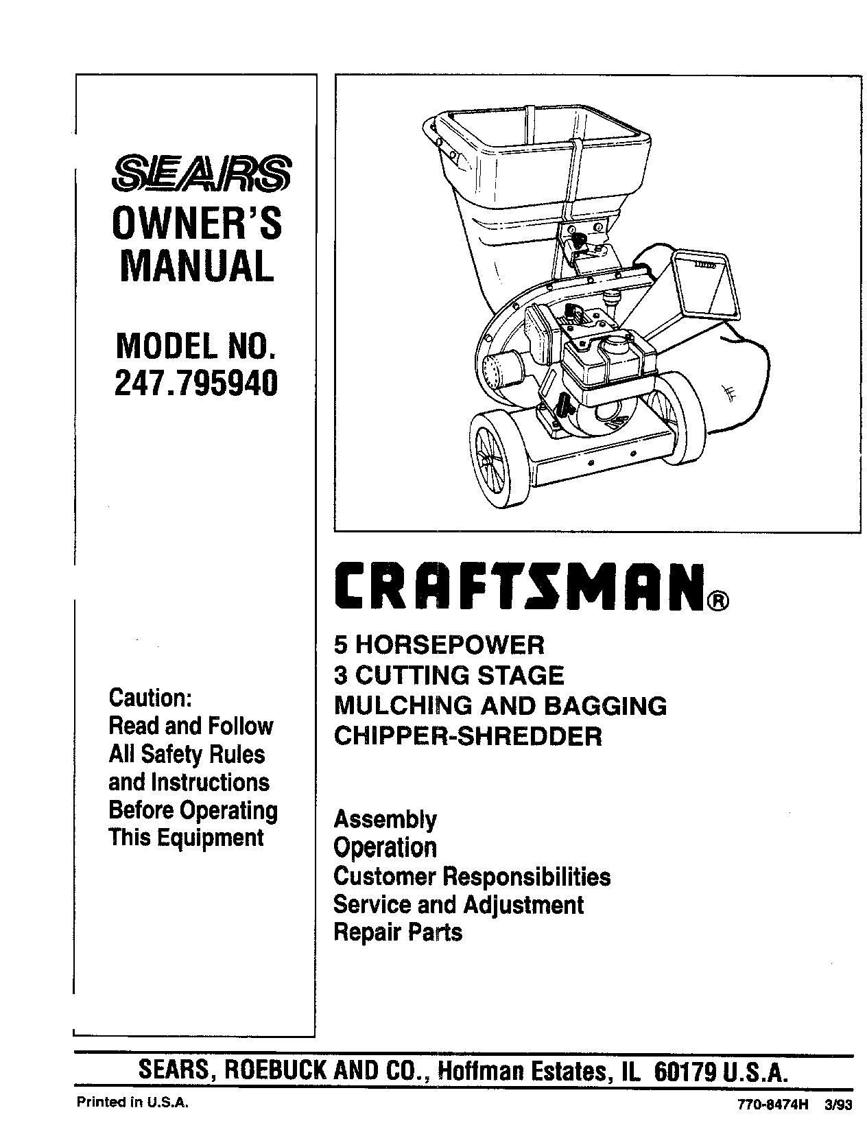 Craftsman 247.79594 User Manual
