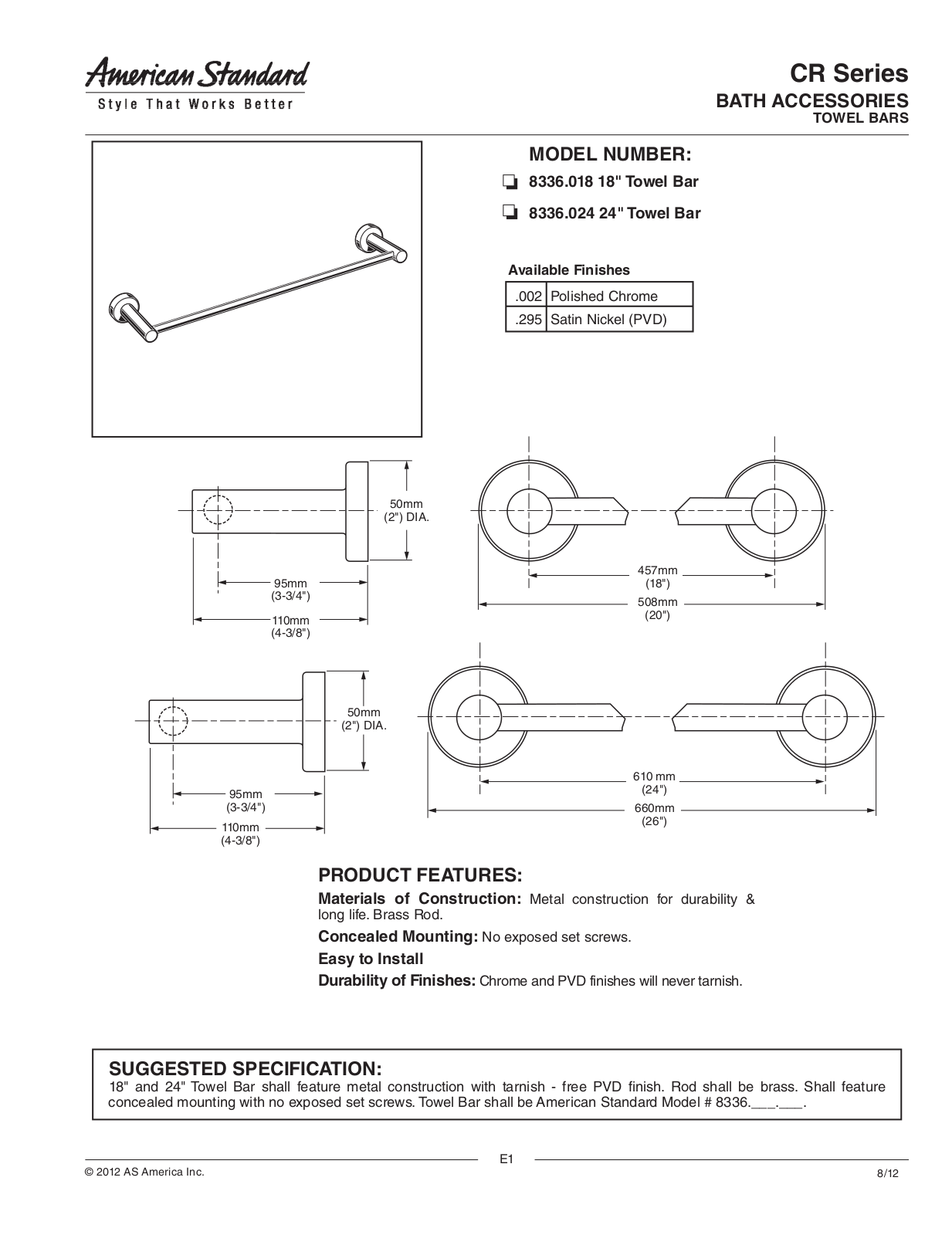 American Standard ASD10092 Specifications - ManualMachine.com