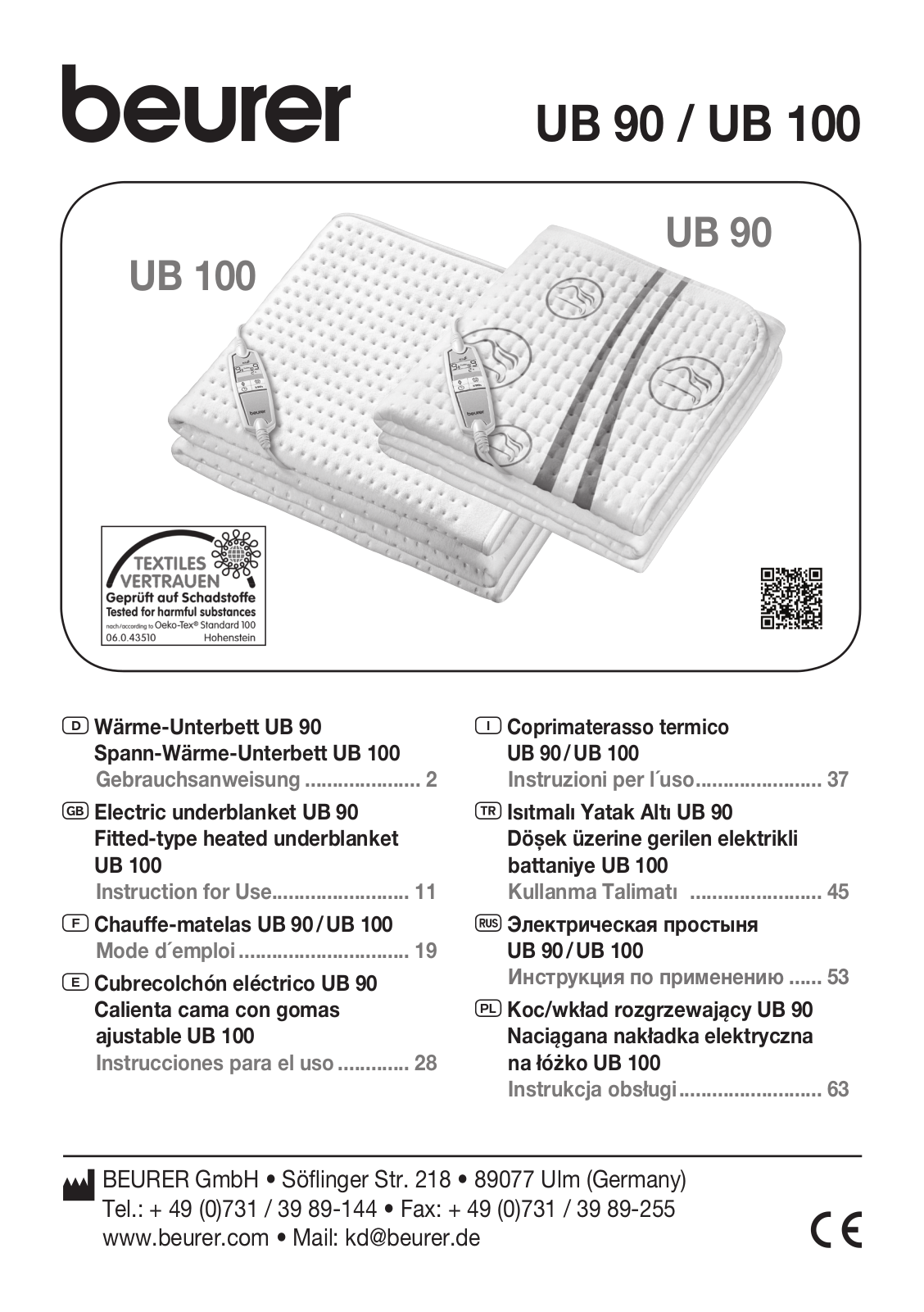 Beurer UB 90 User Manual