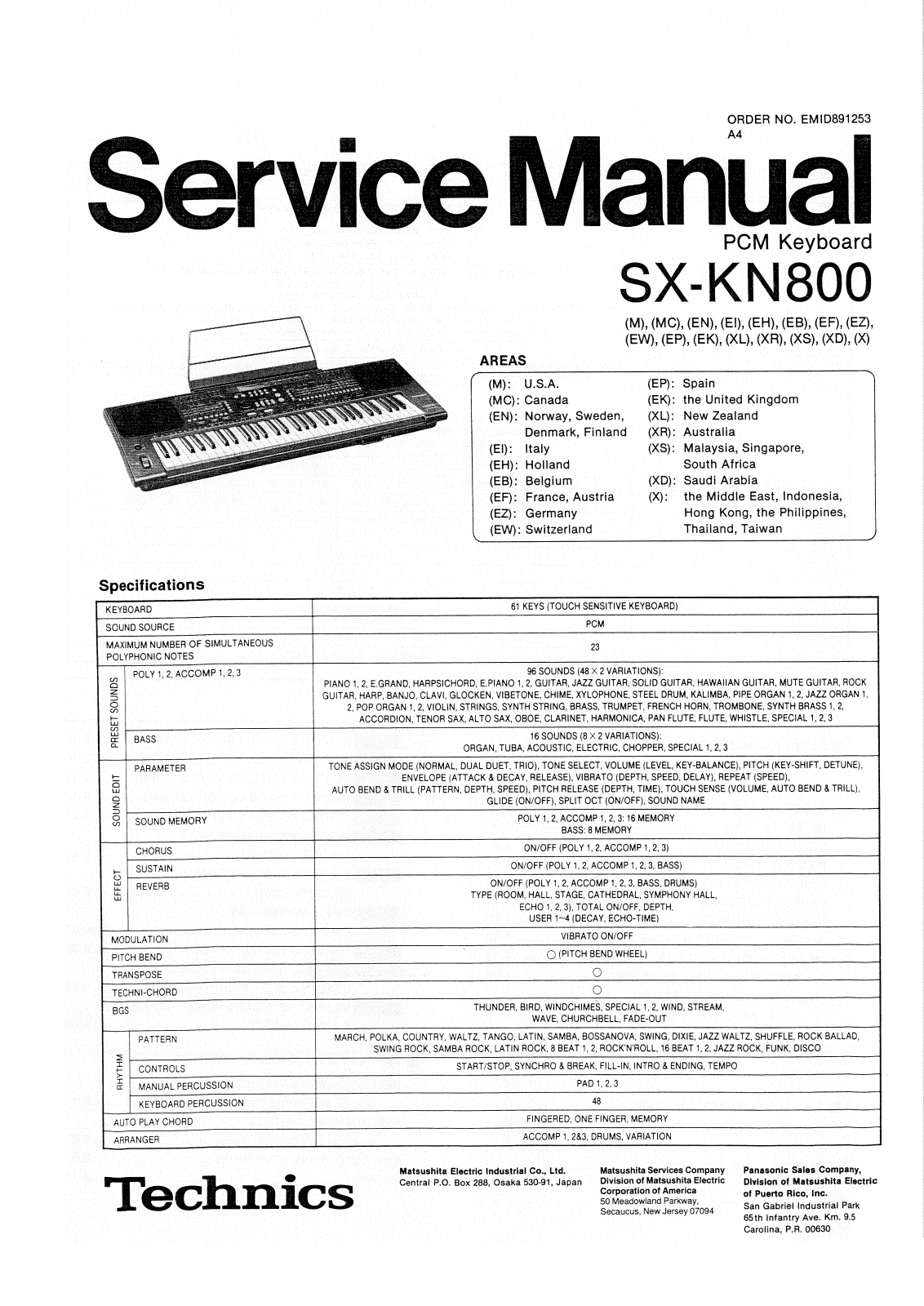 Technics SX-KN800 Service Manual
