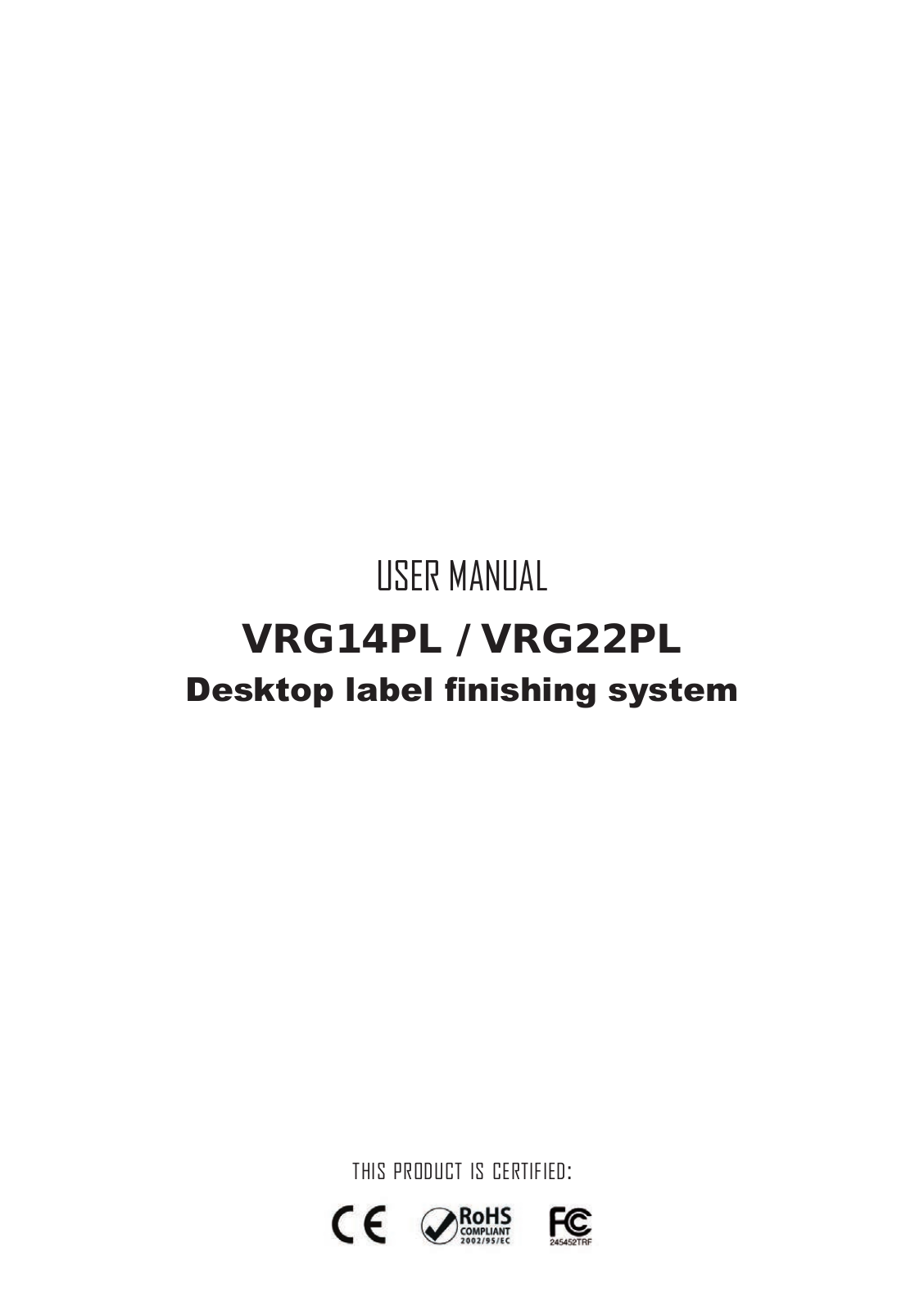 Virgo VRG22PL, VRG14PL User Manual