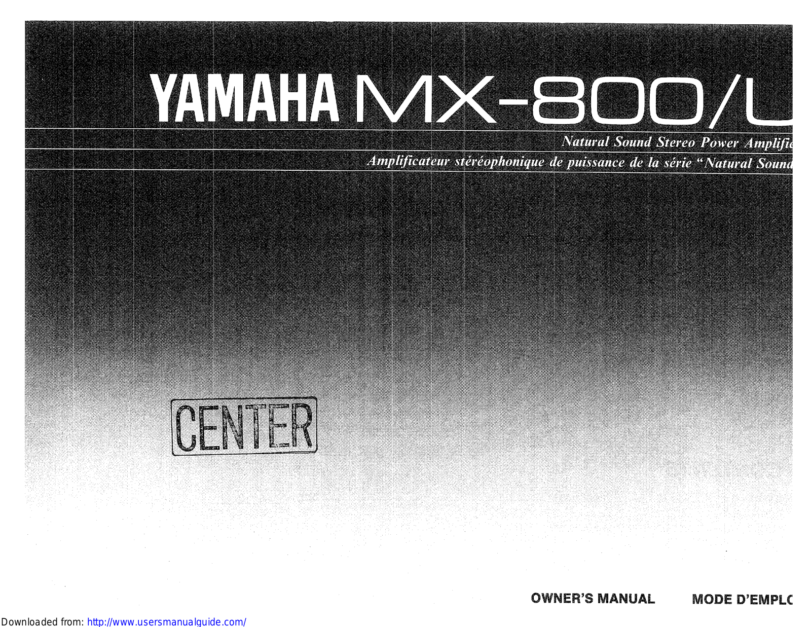 Yamaha Audio MX-800 User Manual