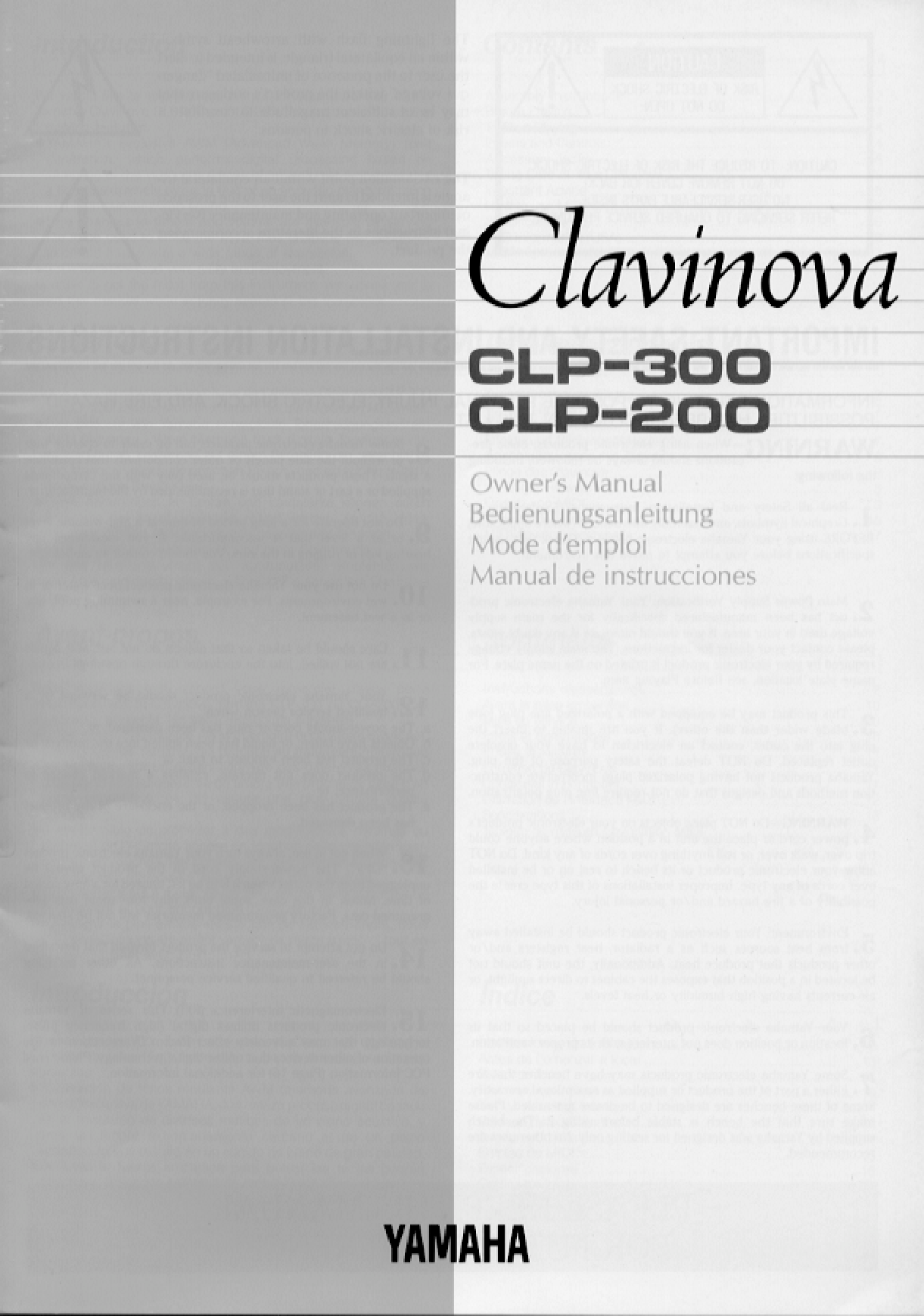 Yamaha CLP-300E, CLP-300 User Manual