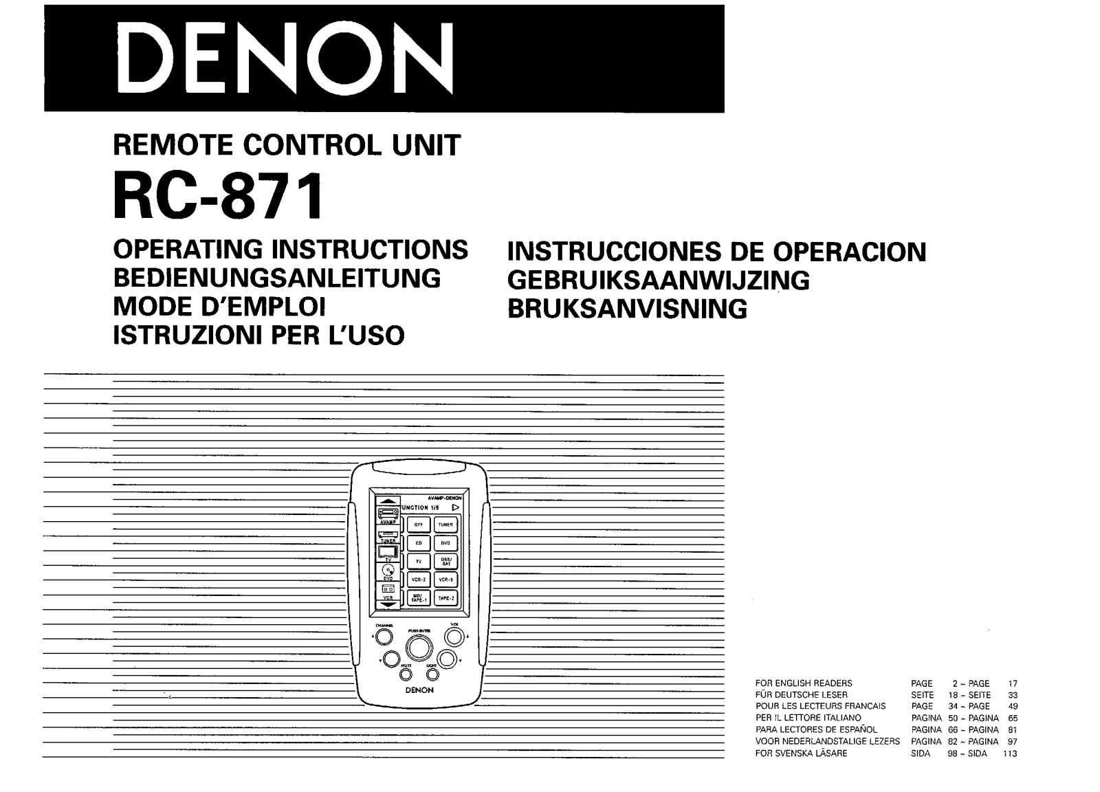 Denon RC-871 User Manual