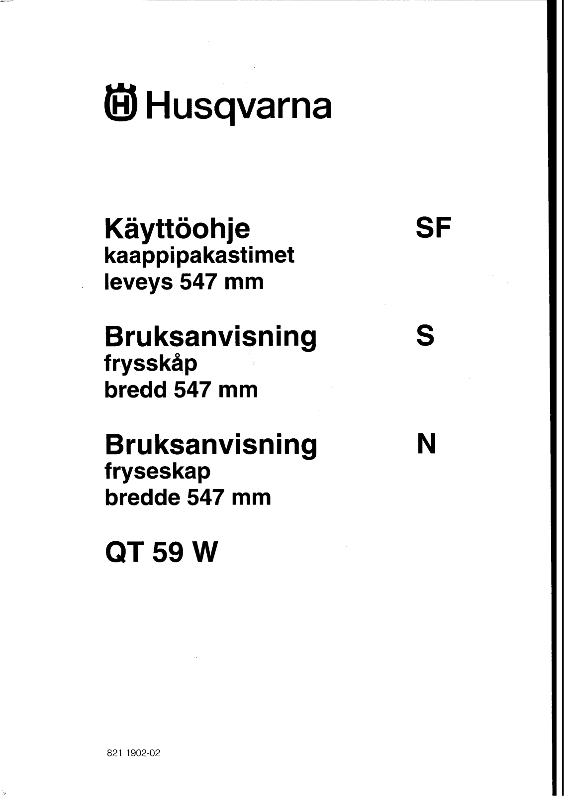 Husqvarna QT59W User Manual