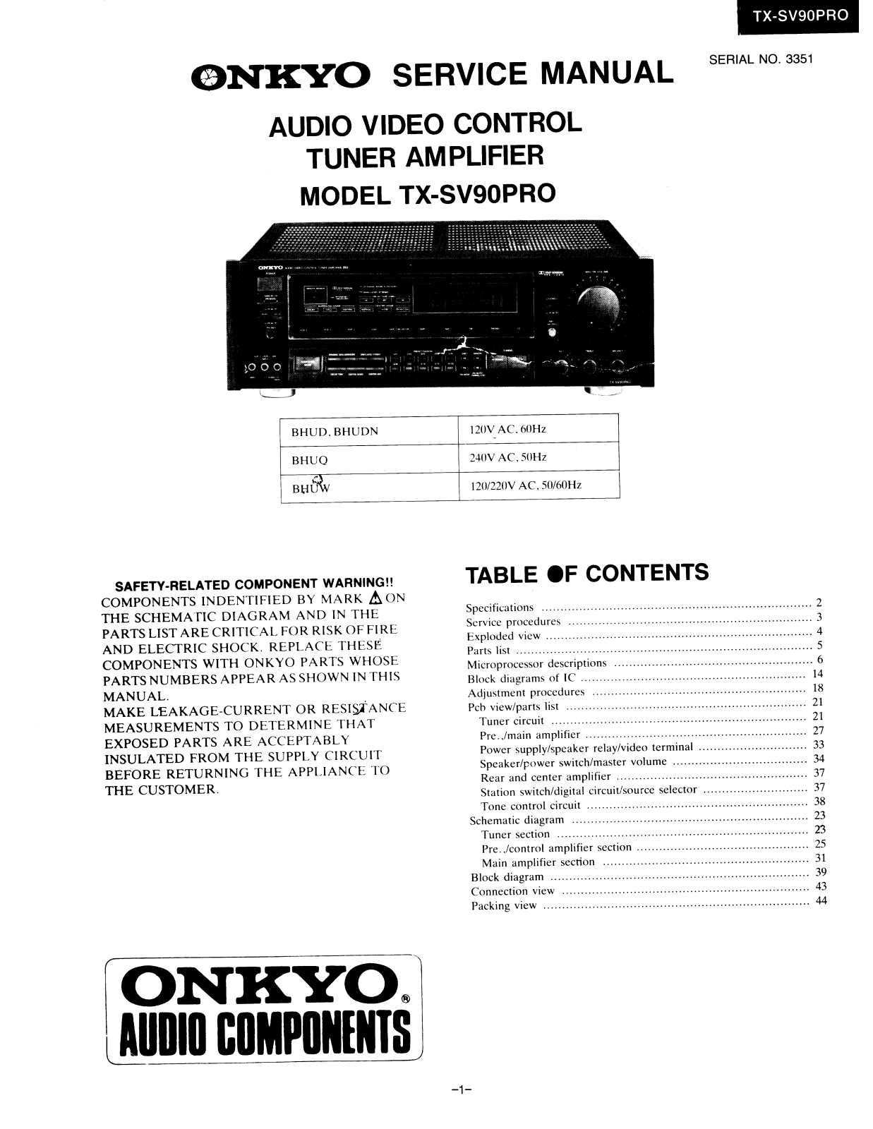 Onkyo TXSV-90-PRO Service manual