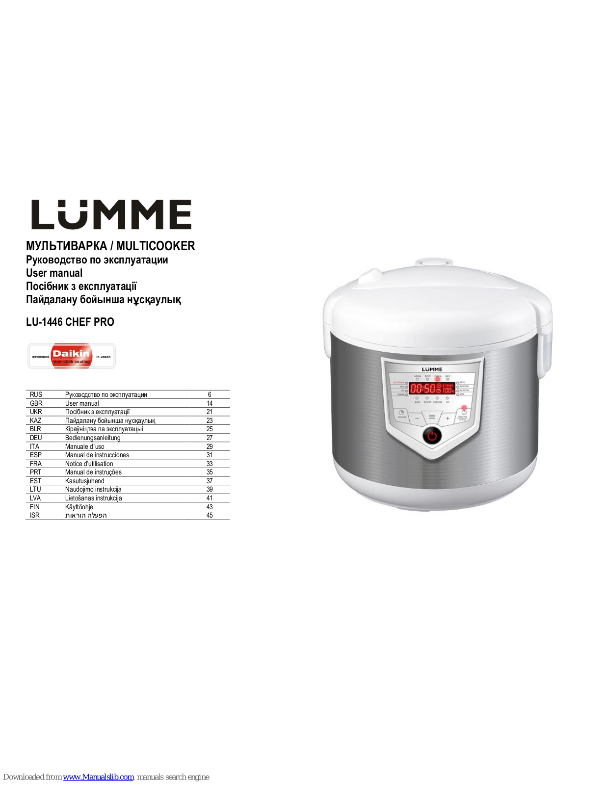 Lumme LU-1446 CHEF PRO User Manual