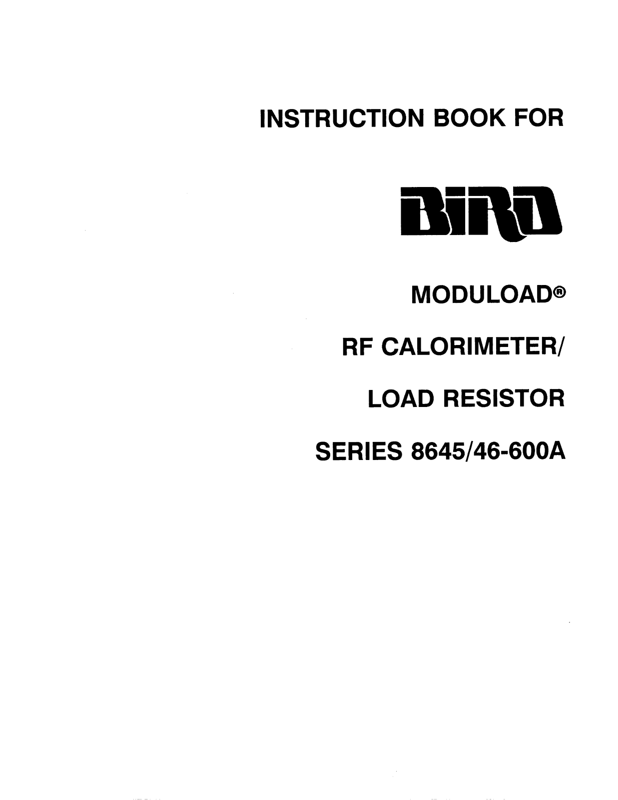 Bird 8645, 46-600A User Manual