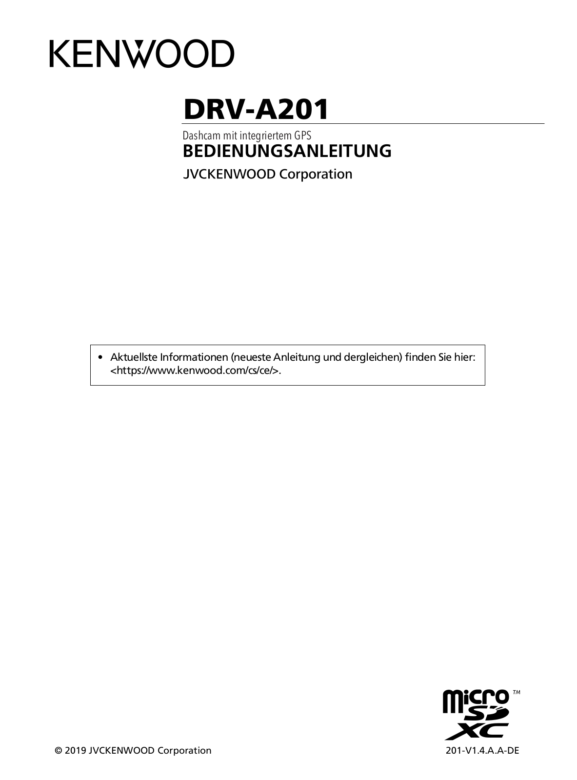 Kenwood DRV-A201 User Manual