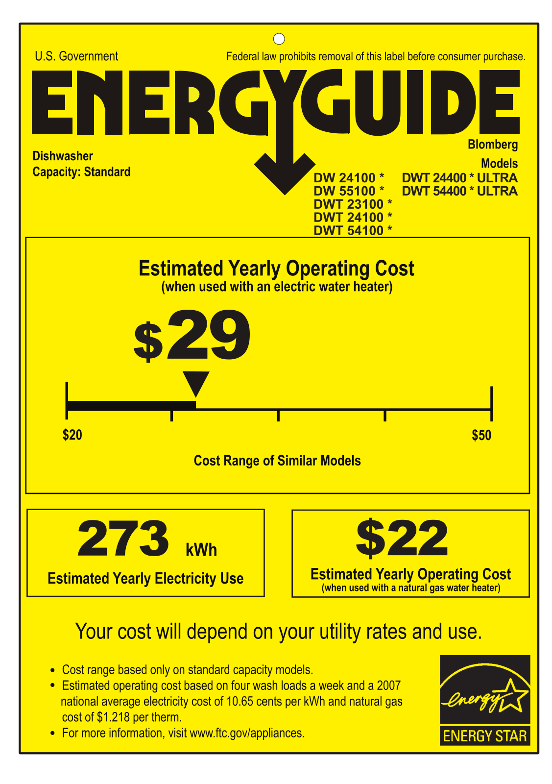 Blomberg DW55100FBI Energy manual