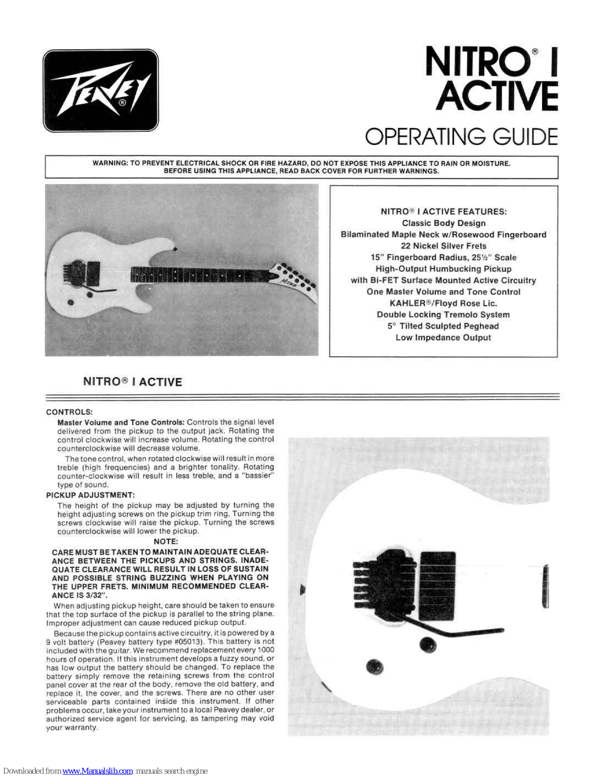 Peavey Nitro 1 Active Operating Manual