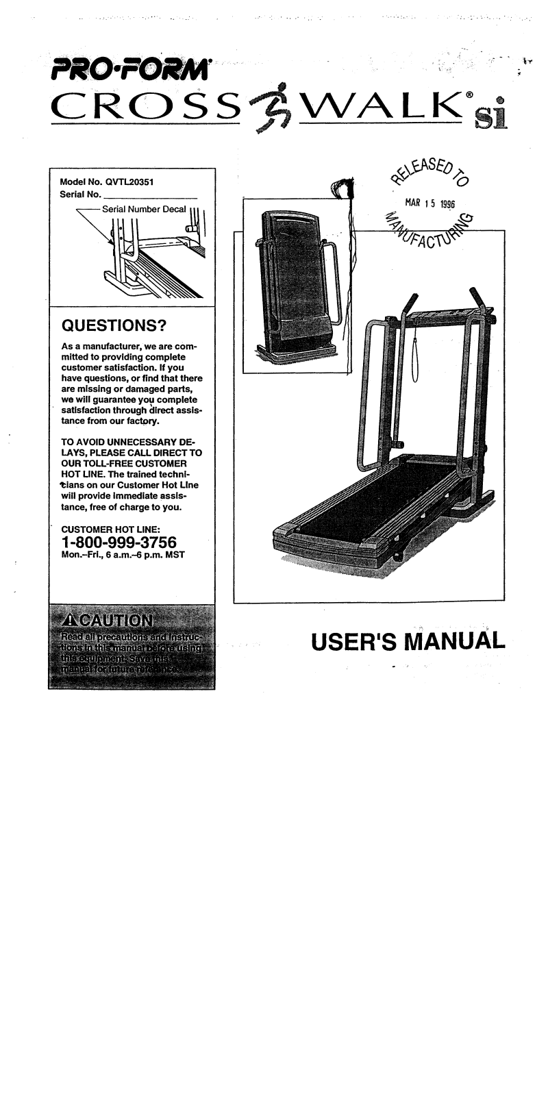 ProForm QVTL20351 User Manual