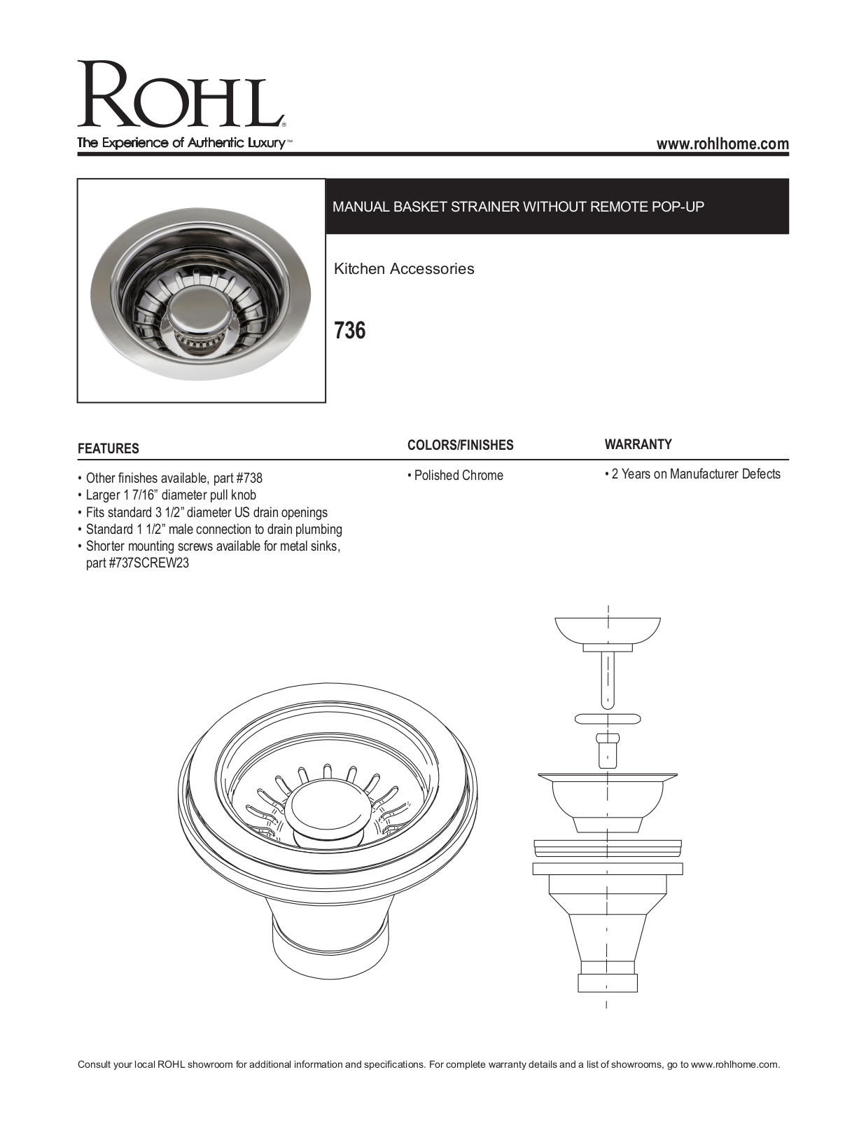 Rohl 736APC Specs