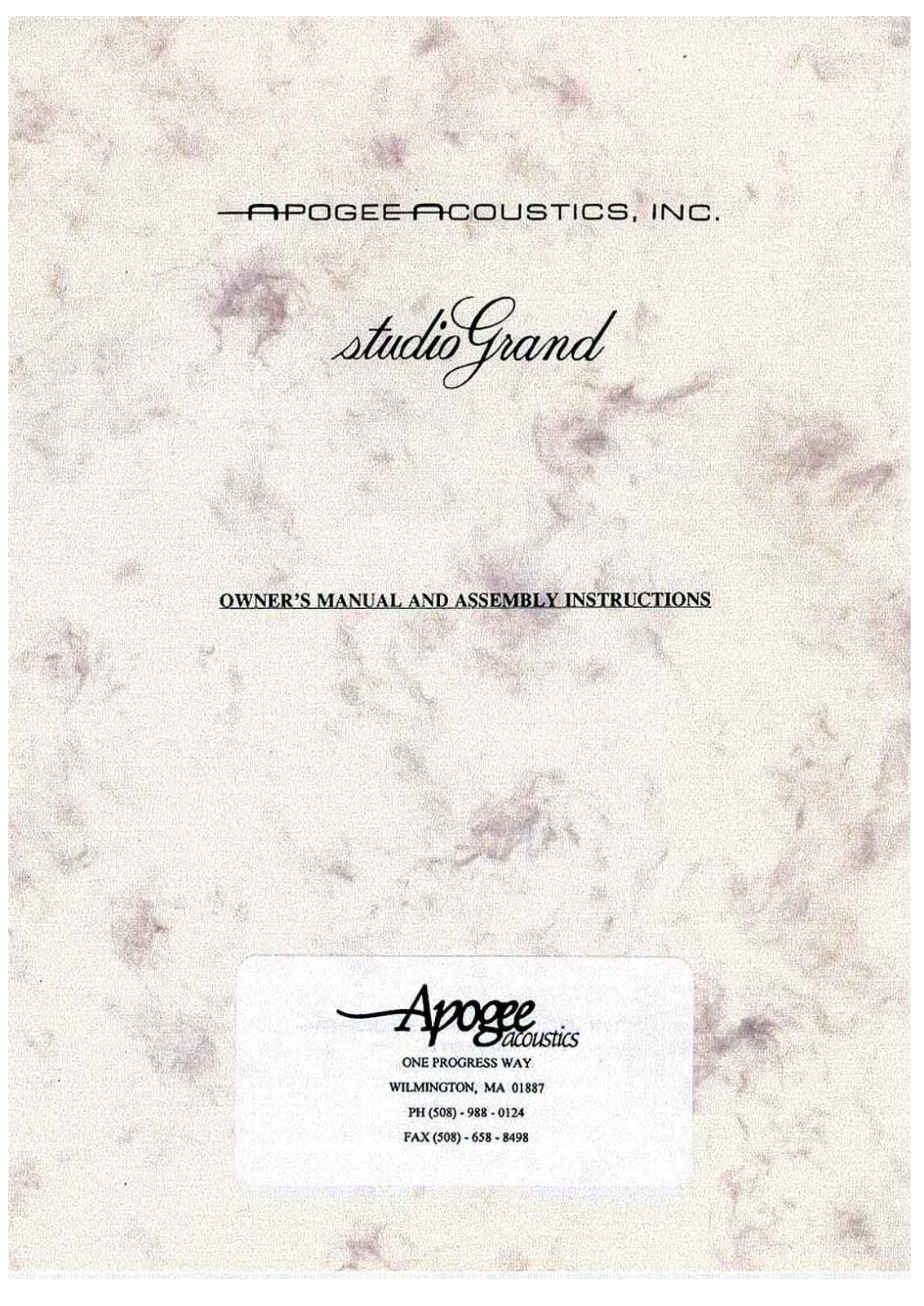 Apogee Studio Grand Owners manual