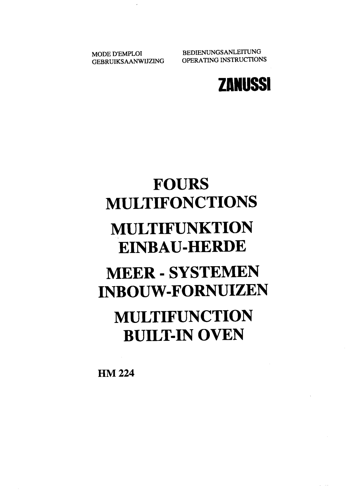 Zanussi HM224 USER MANUAL