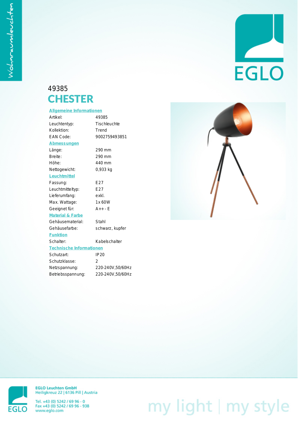 Eglo 49385 Service Manual