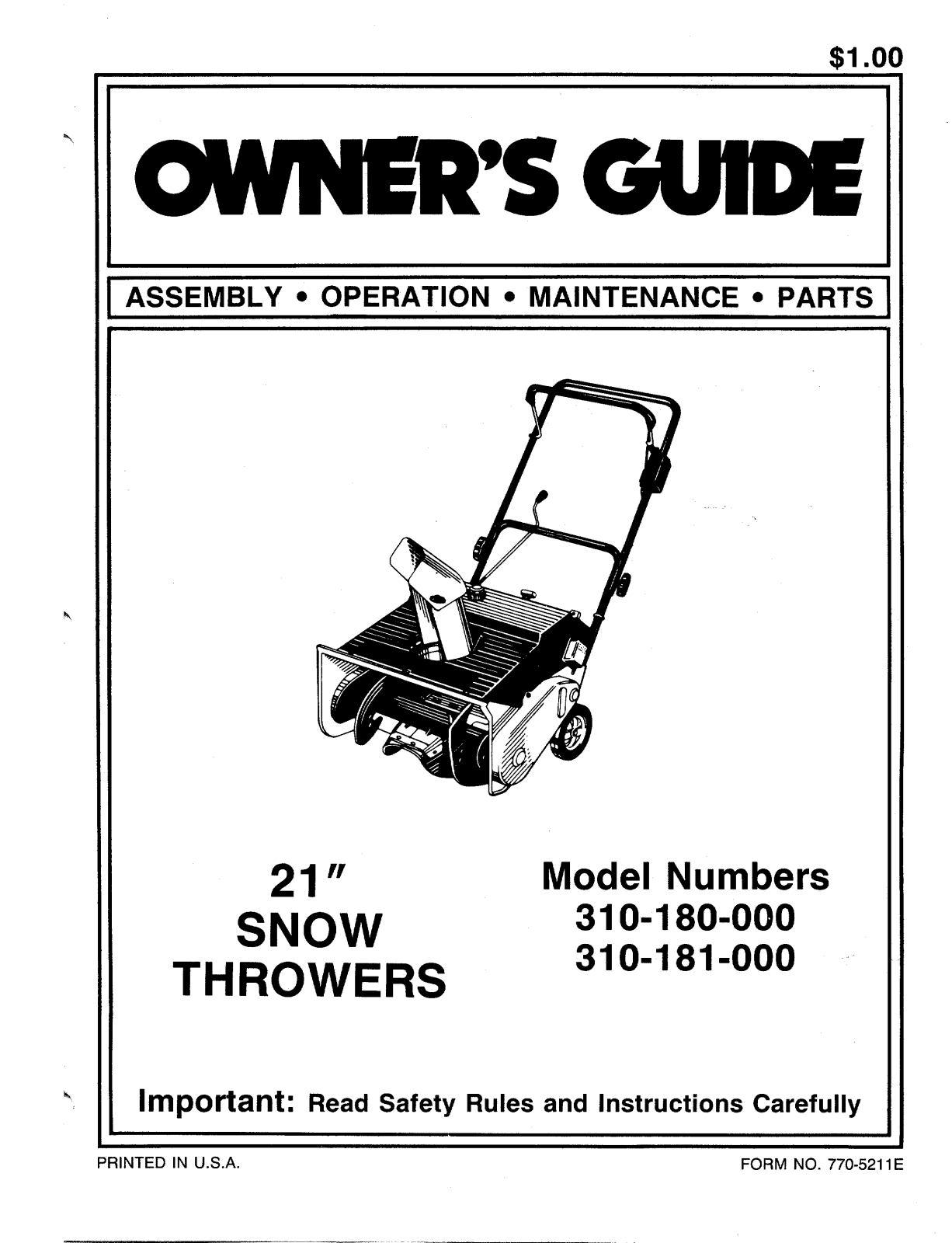 MTD 310-180-000 User Manual