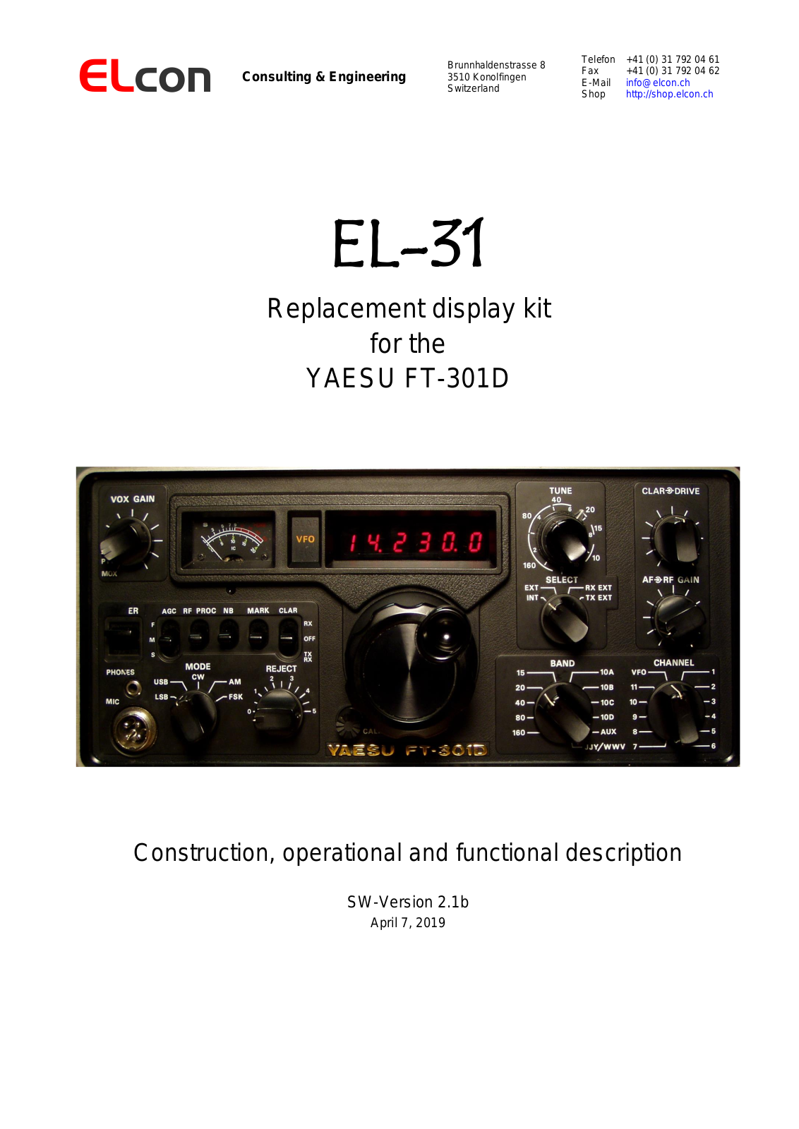 Elcon EL-31 Construction, Operational And Functional Description