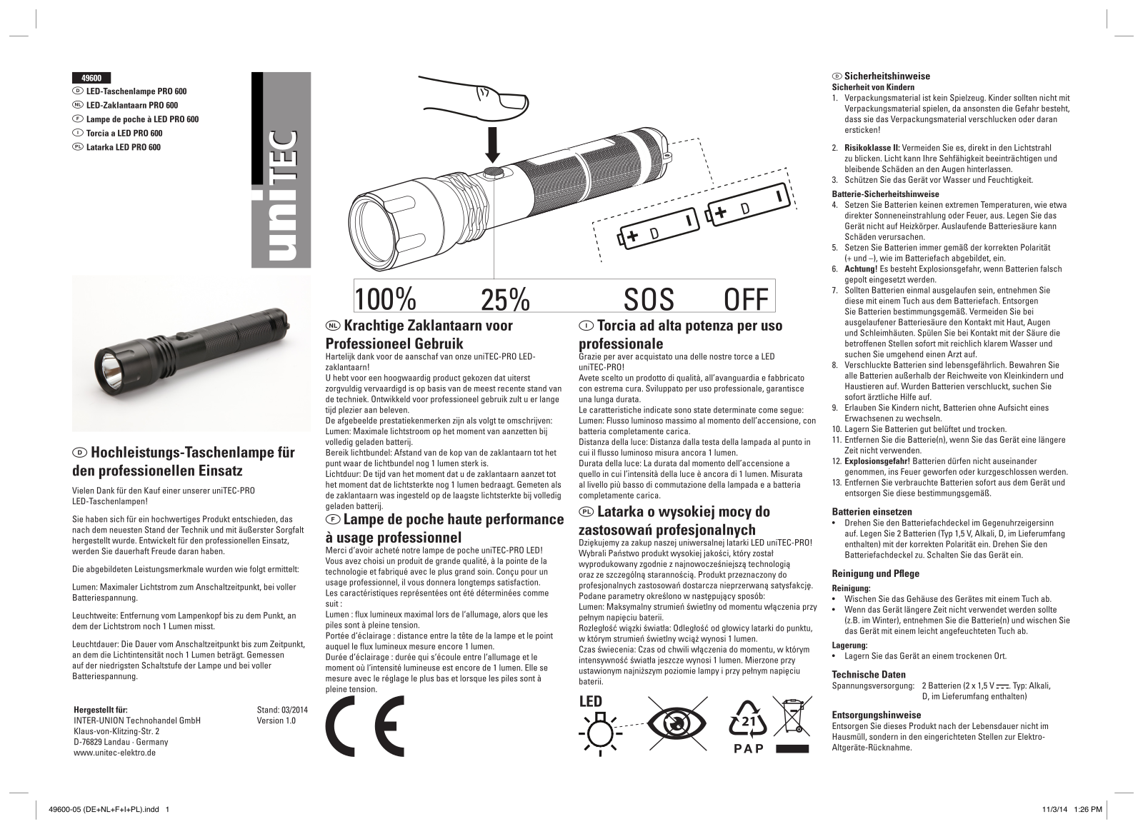 uniTEC Pro 600 operation manual