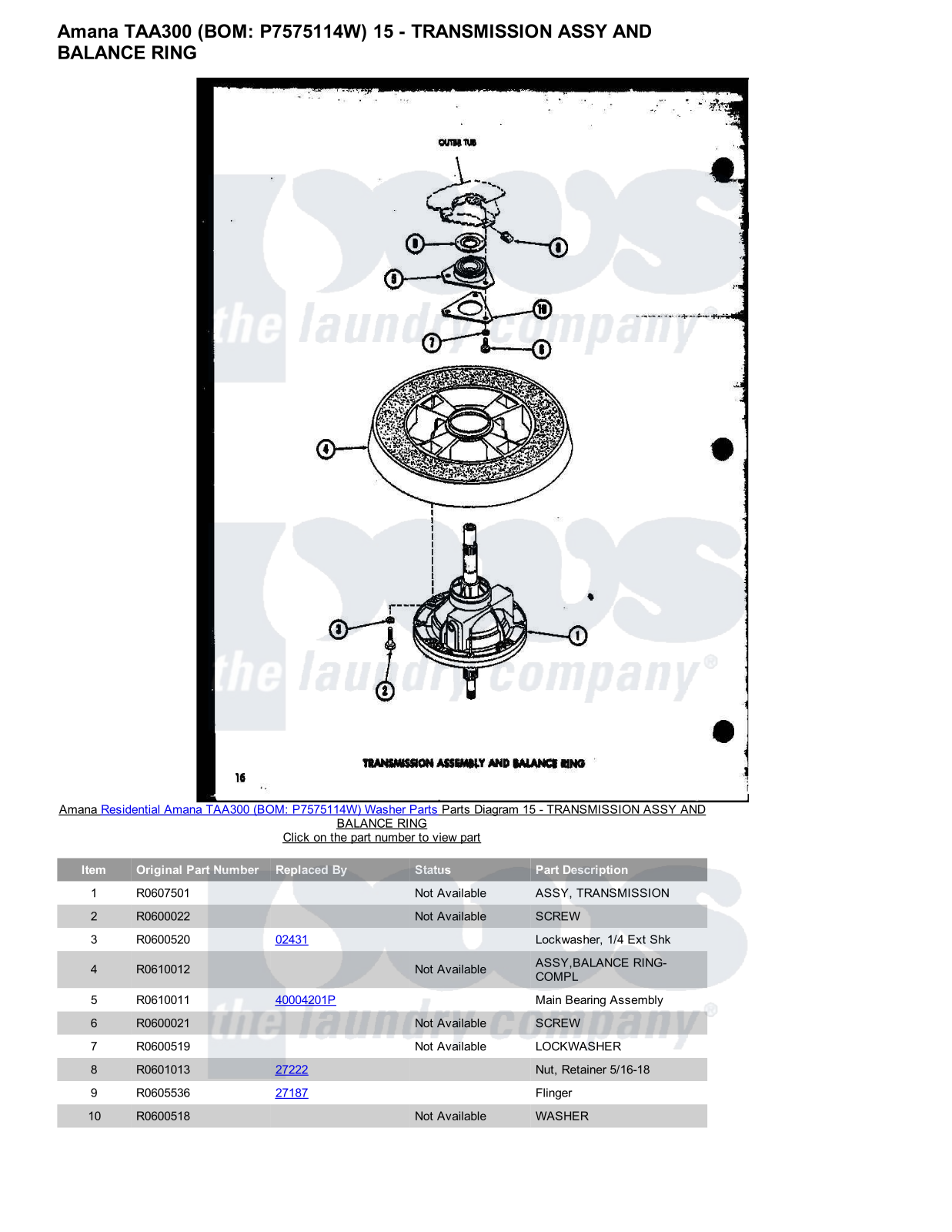 Amana TAA300 Parts Diagram