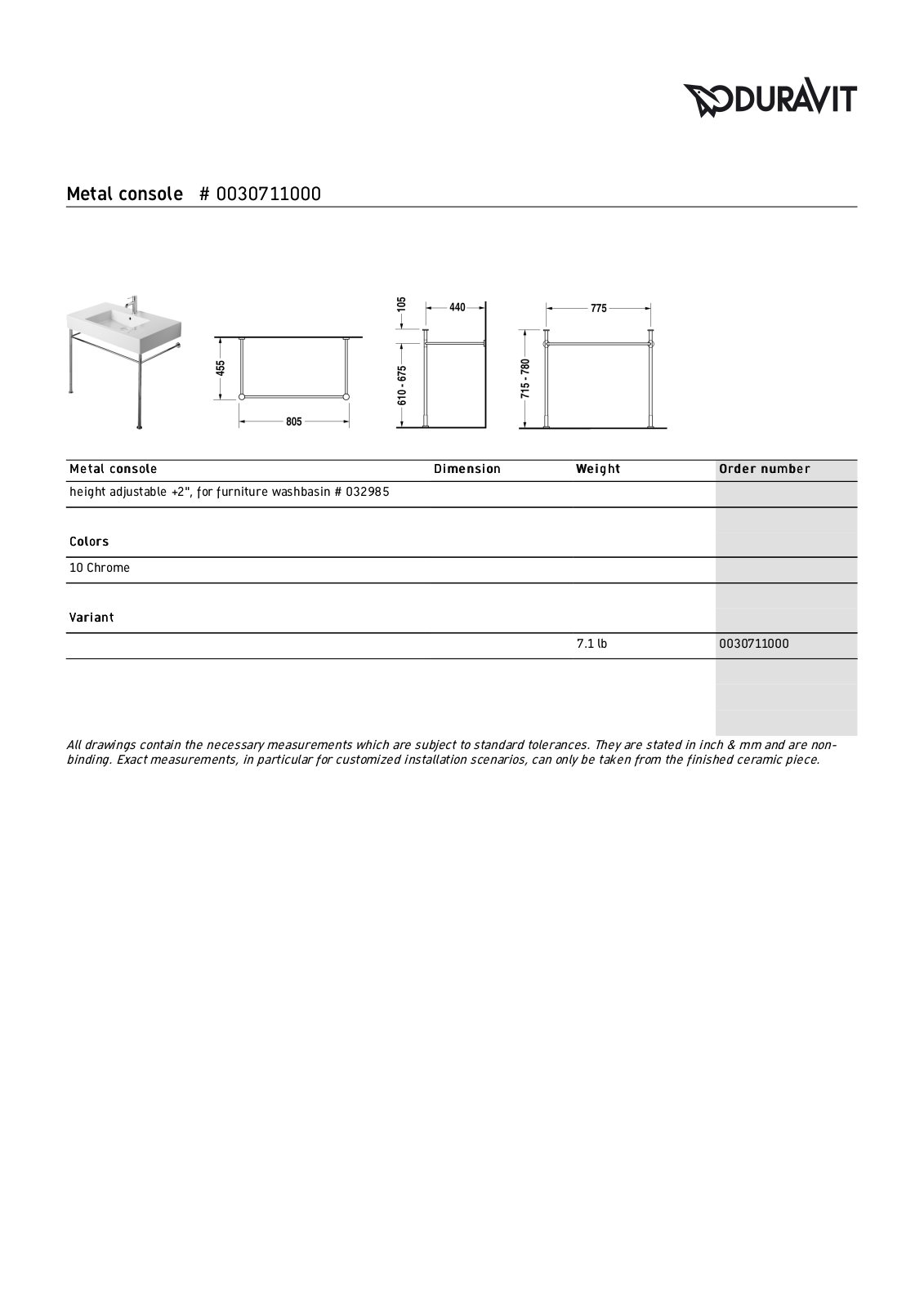 Duravit DRV1771 Specifications - ManualMachine.com