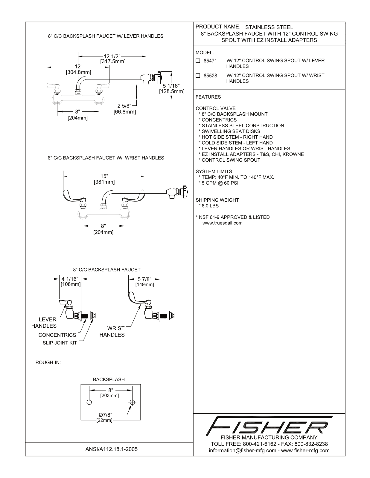 Fisher Manufacturing 65471 User Manual