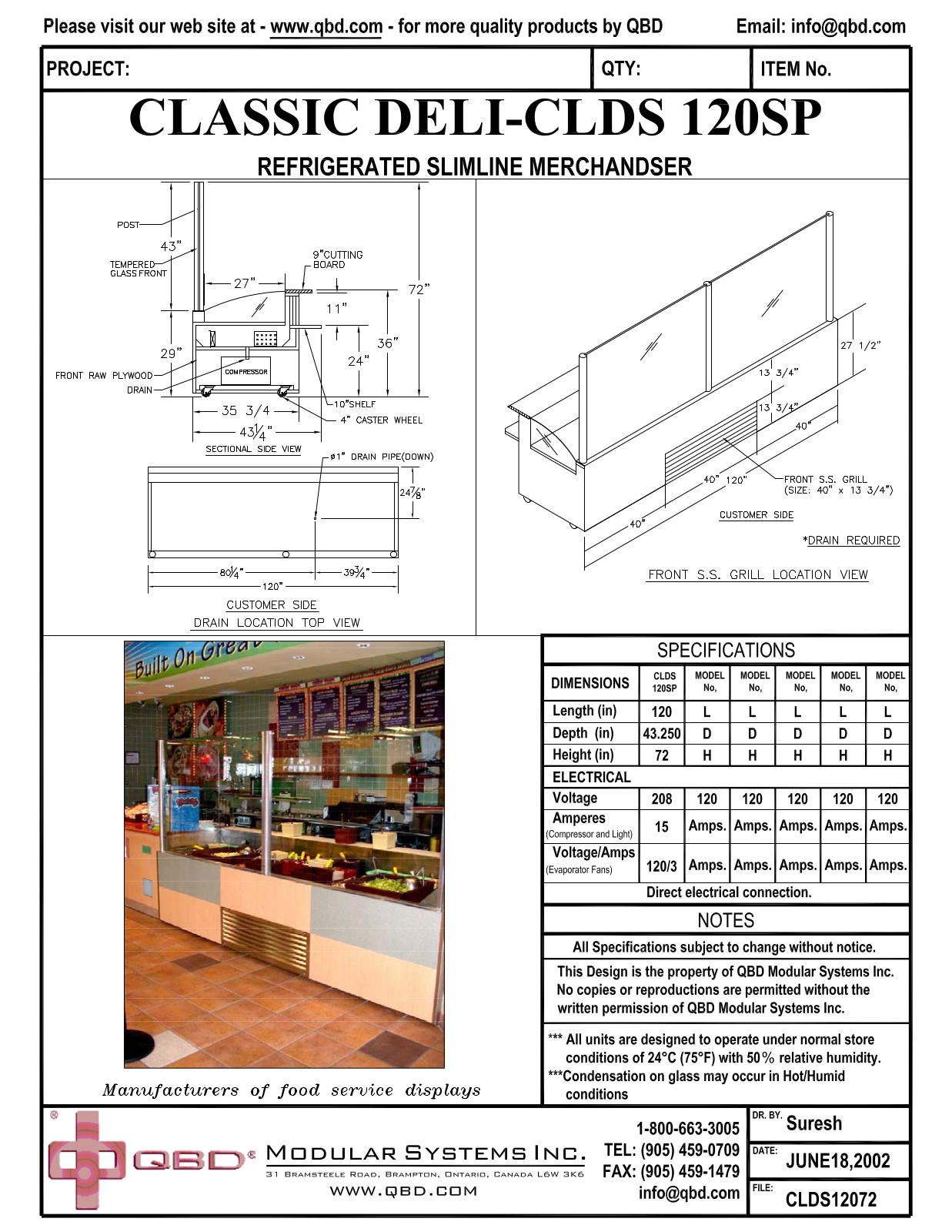 QBD CLASSIC DELI-CLDS 120SP User Manual