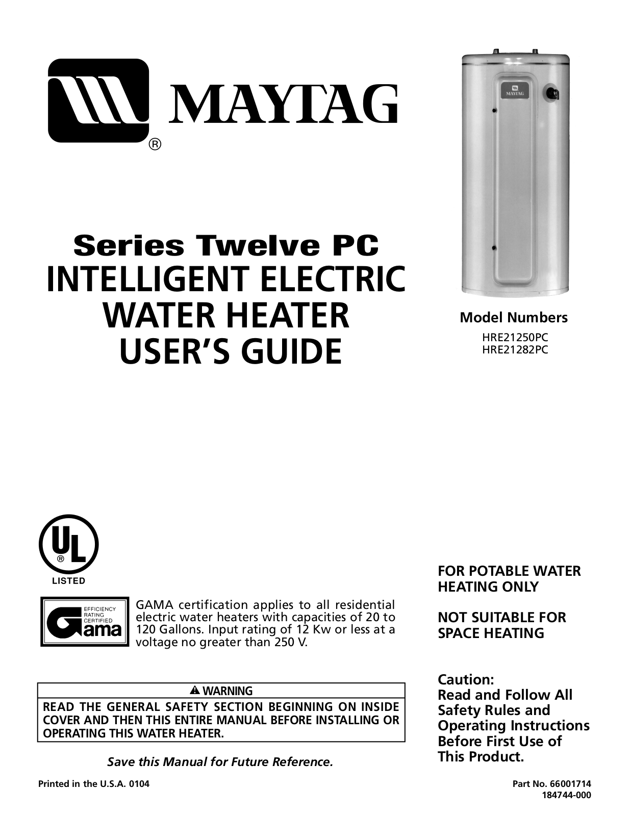 Maytag HRE21250PC, HRE21282PC User Manual