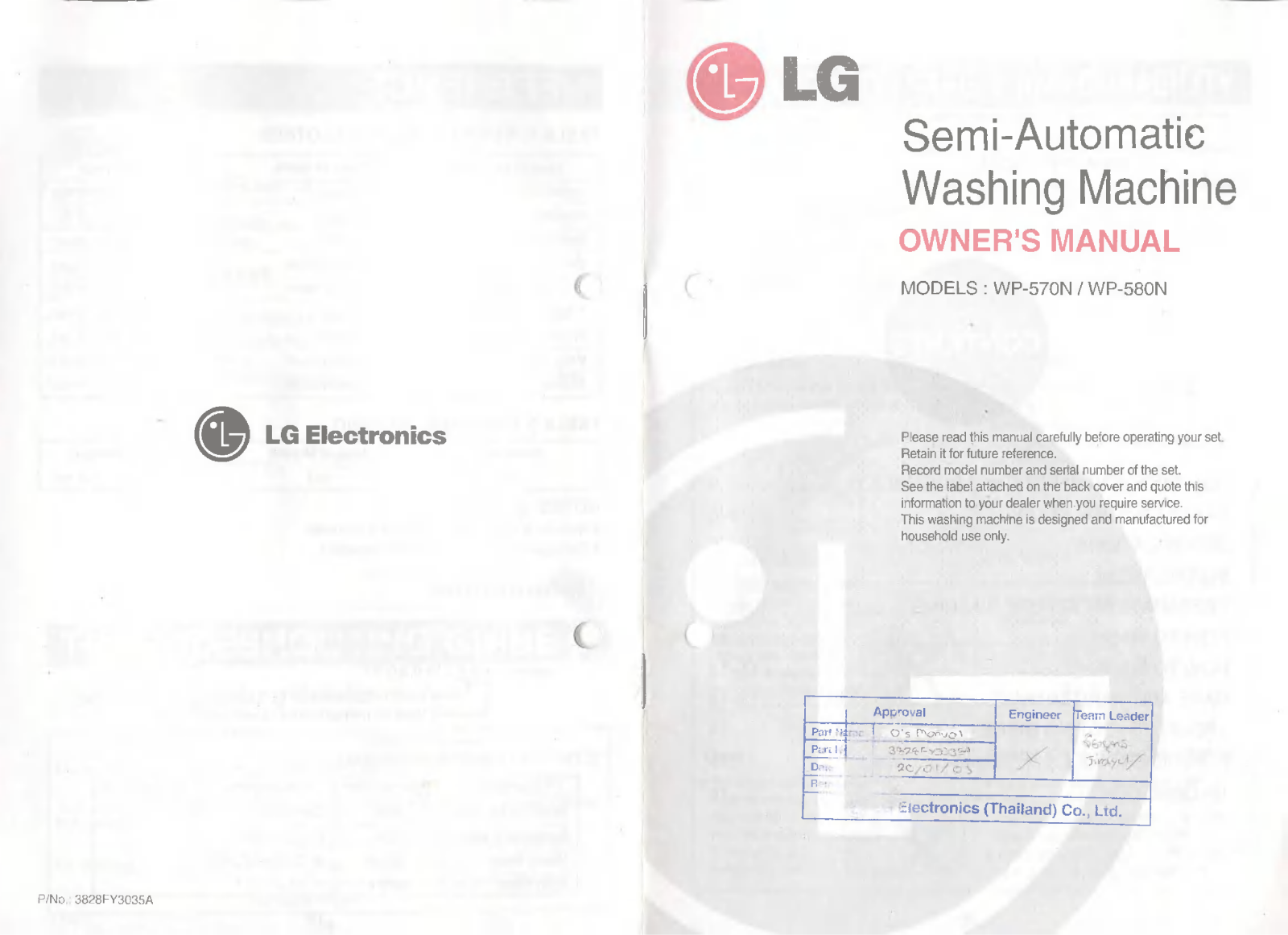 LG WP-580N Owner's Manual