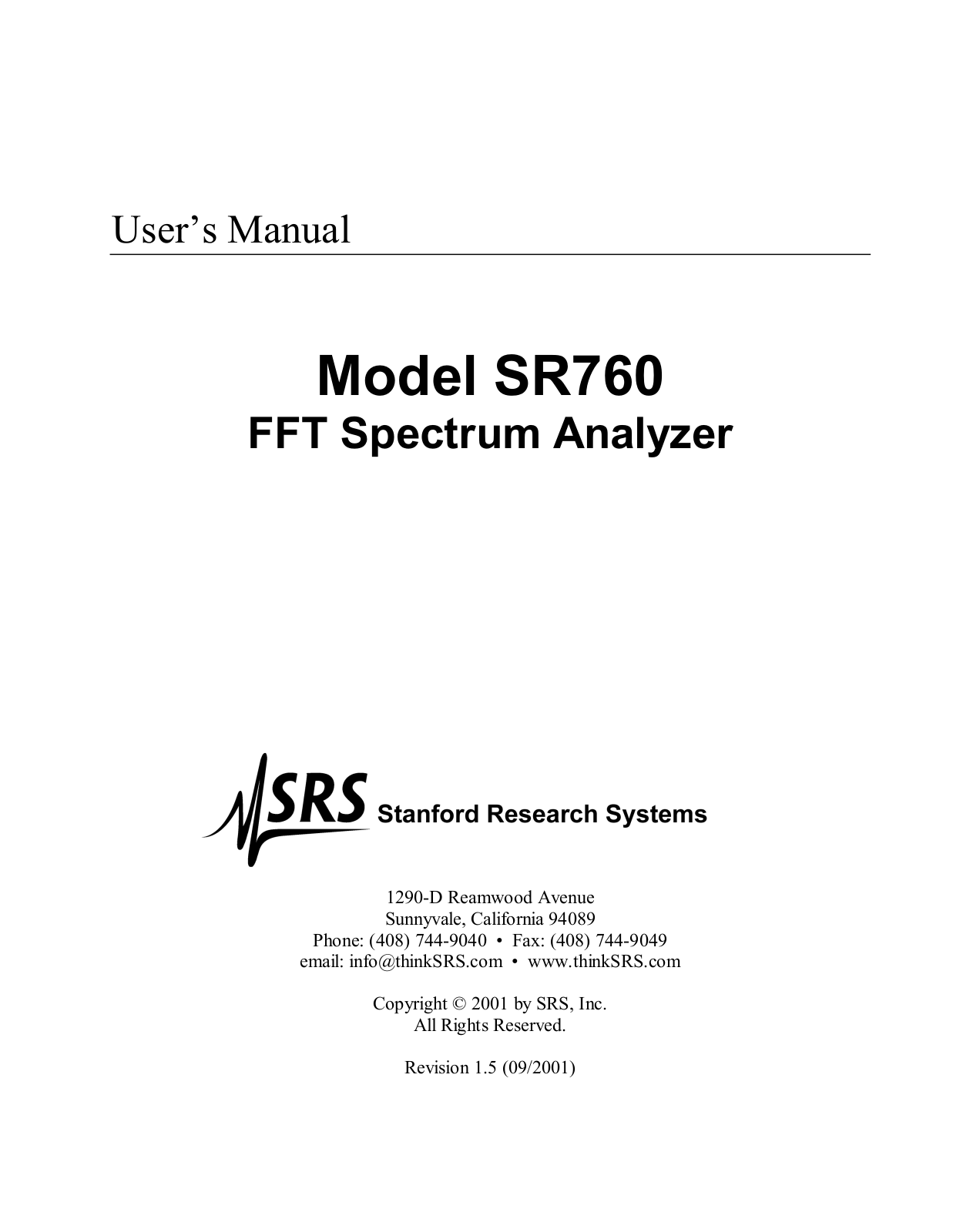 Stanford Research Systems SR760 User’s Manual