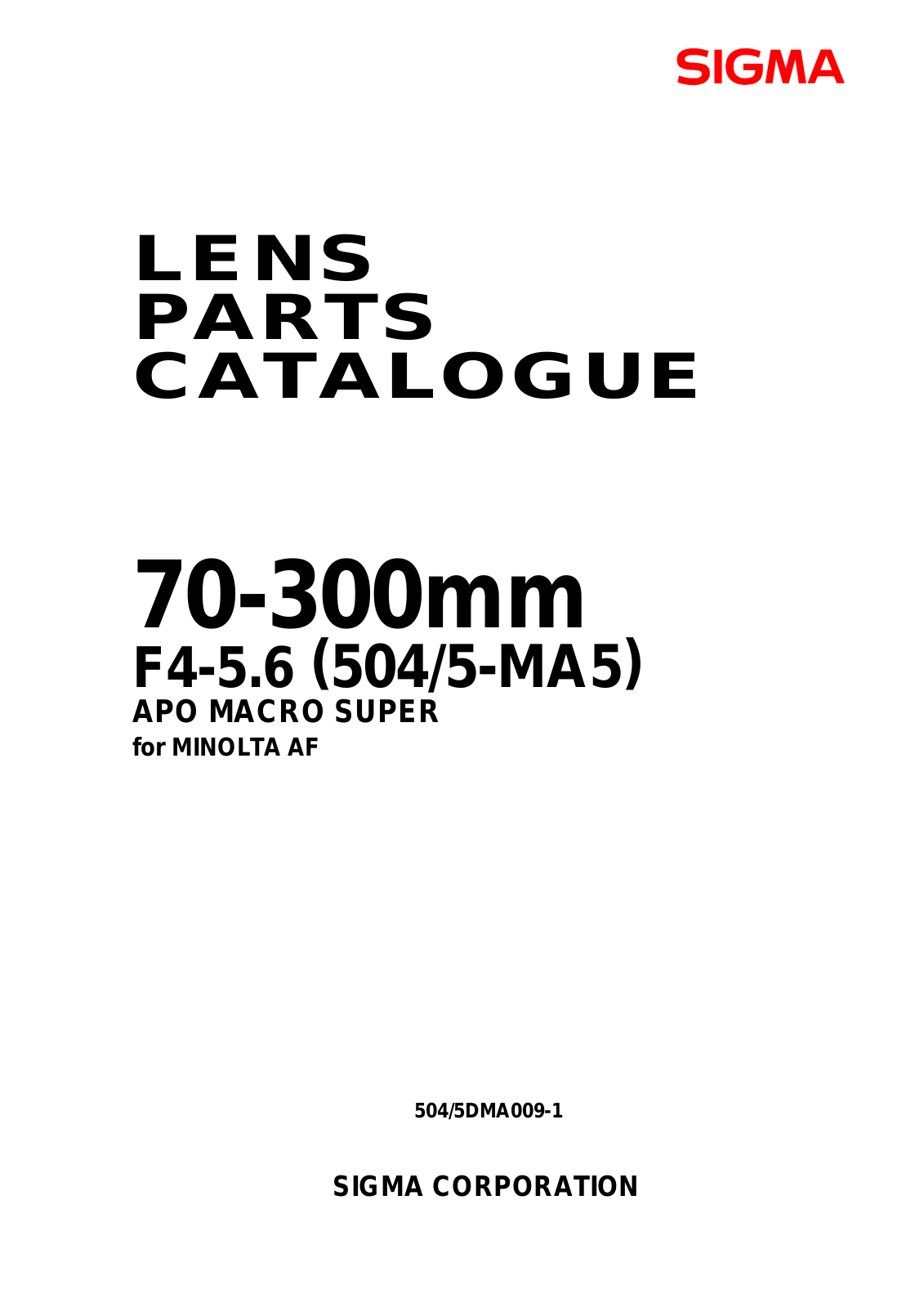 Sigma 505, 504 Service Manual