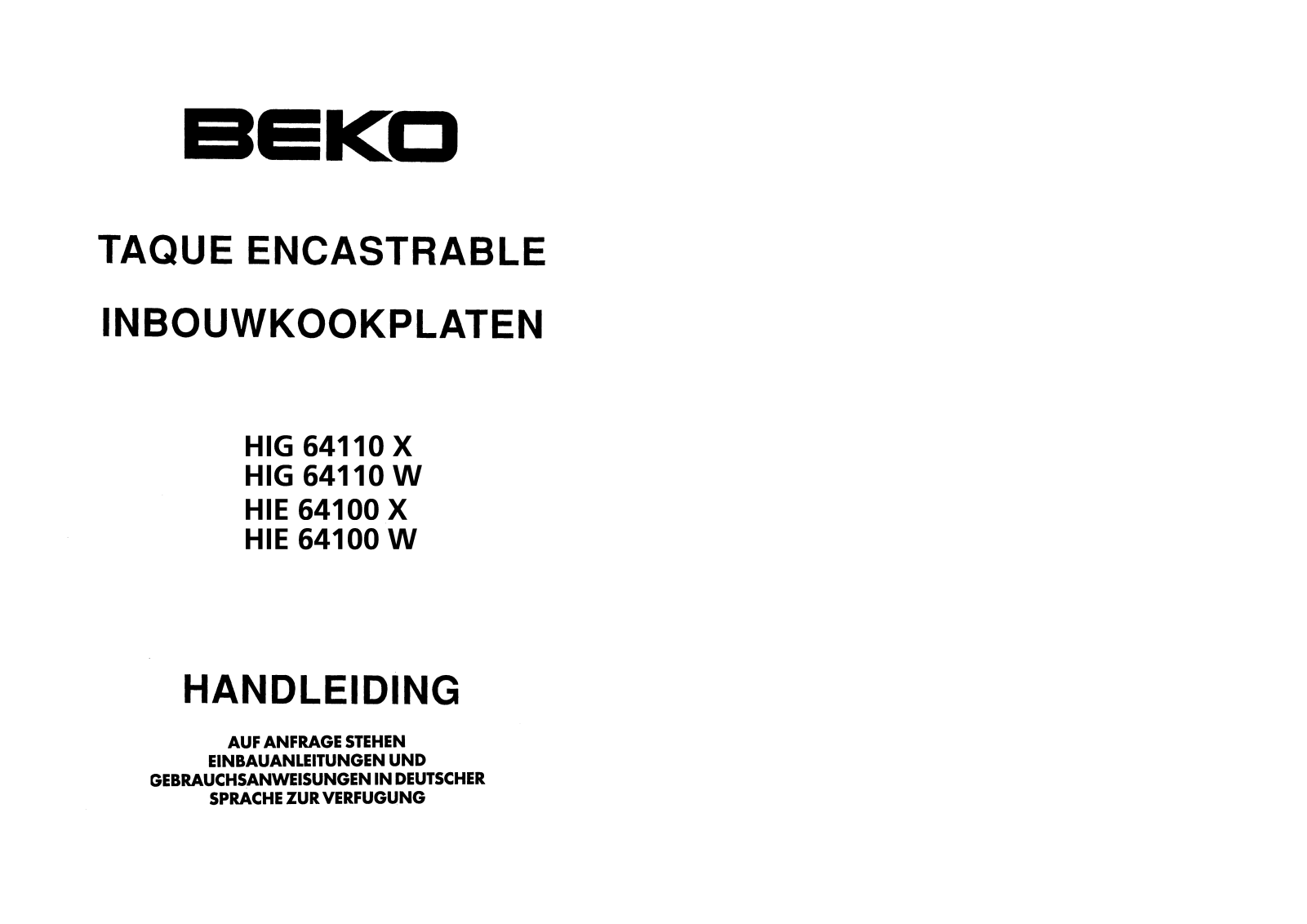 BEKO HIG64110 User Manual