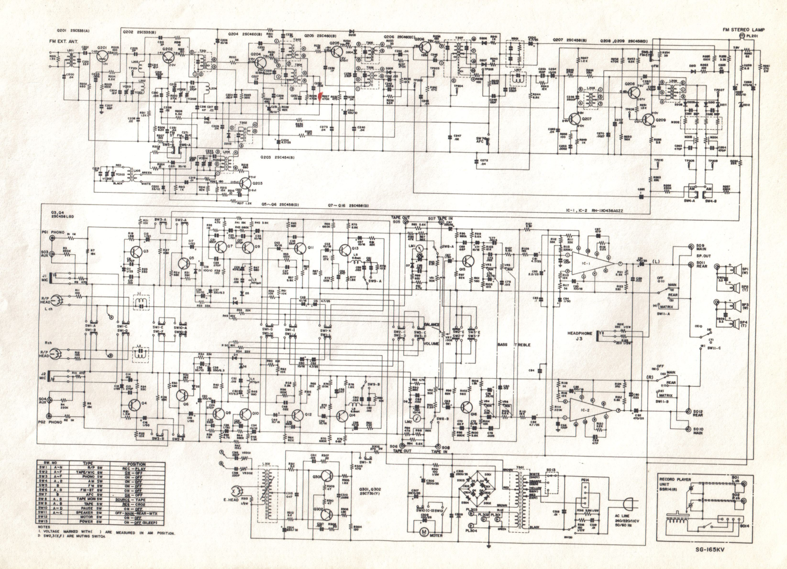 Sharp SG-165-KV Schematic