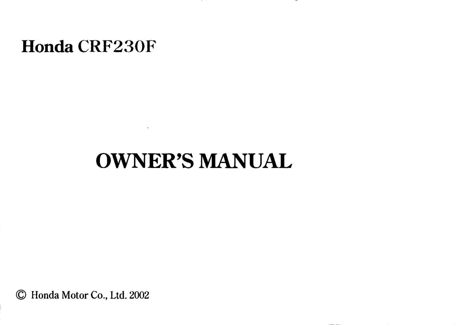 Honda CRF230F Owner's Manual