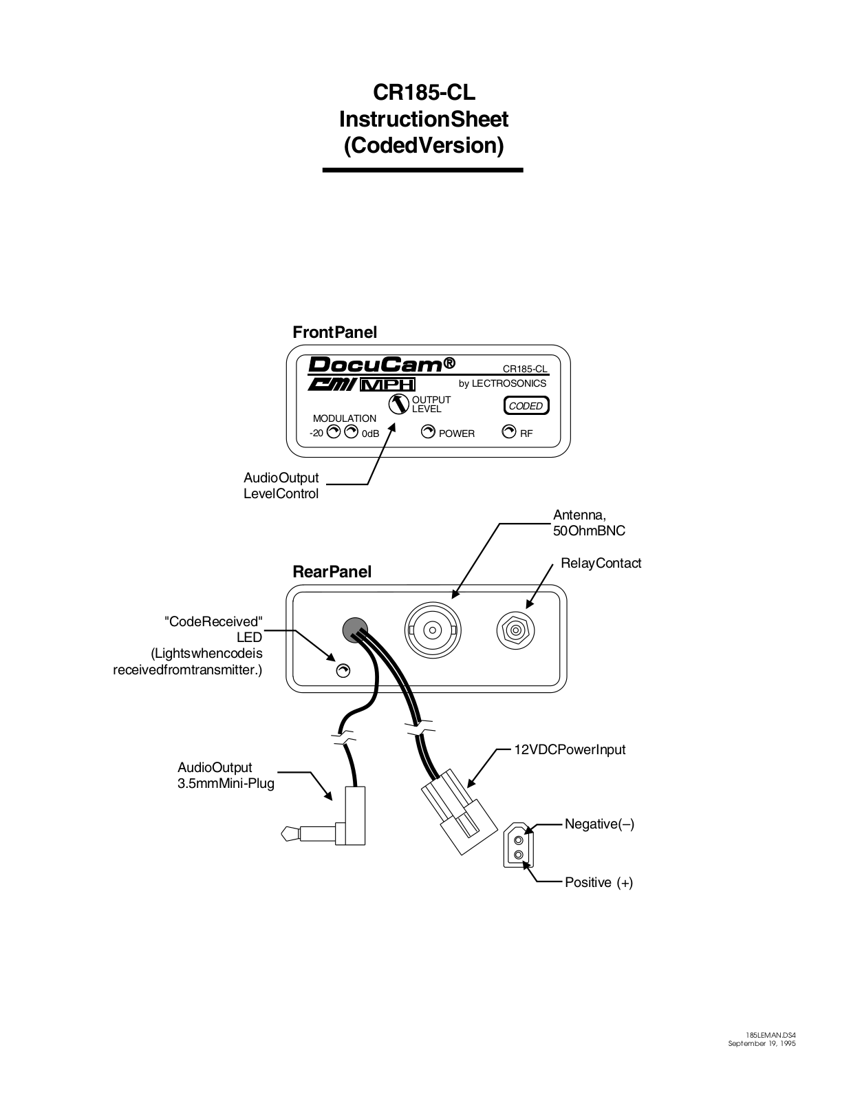 Lectrosonics CR185-CL User Manual