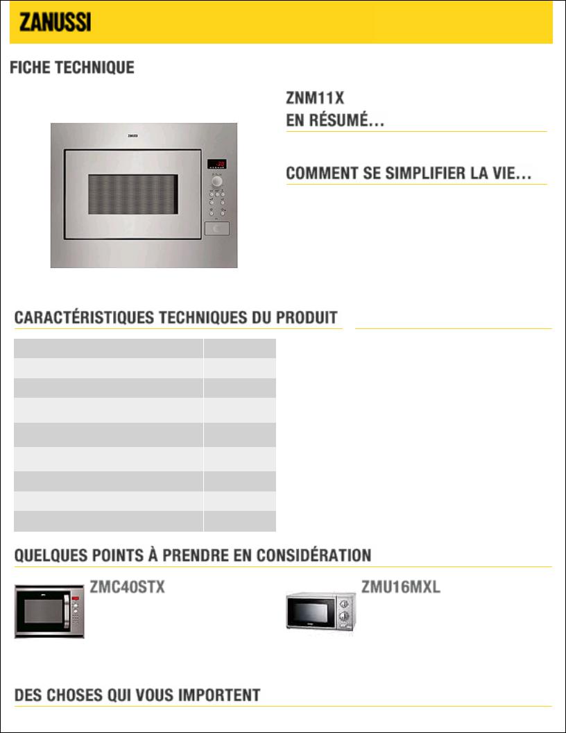 ZANUSSI ZNM11X User Manual