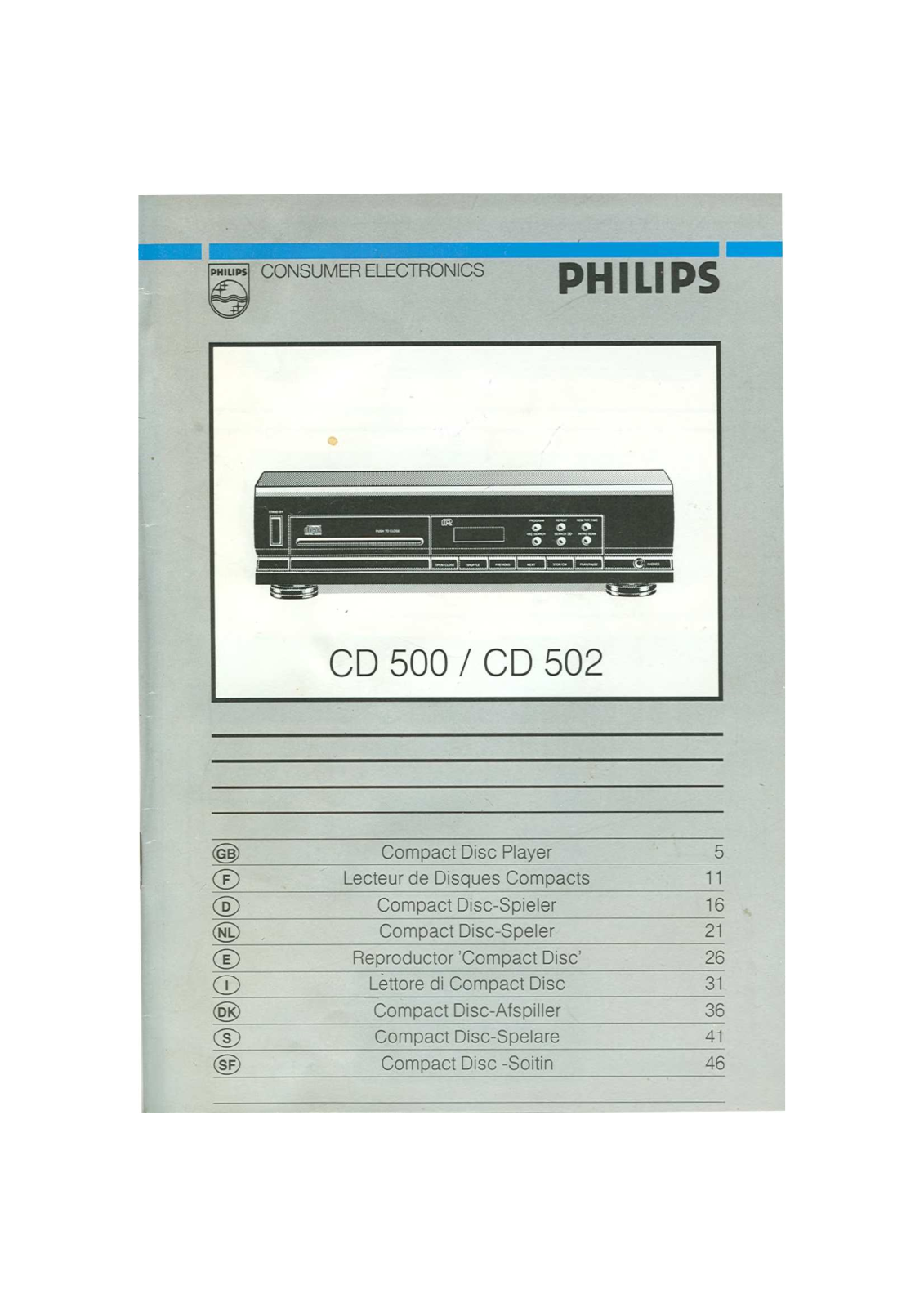 Philips CD 500, CD 502 User Manual