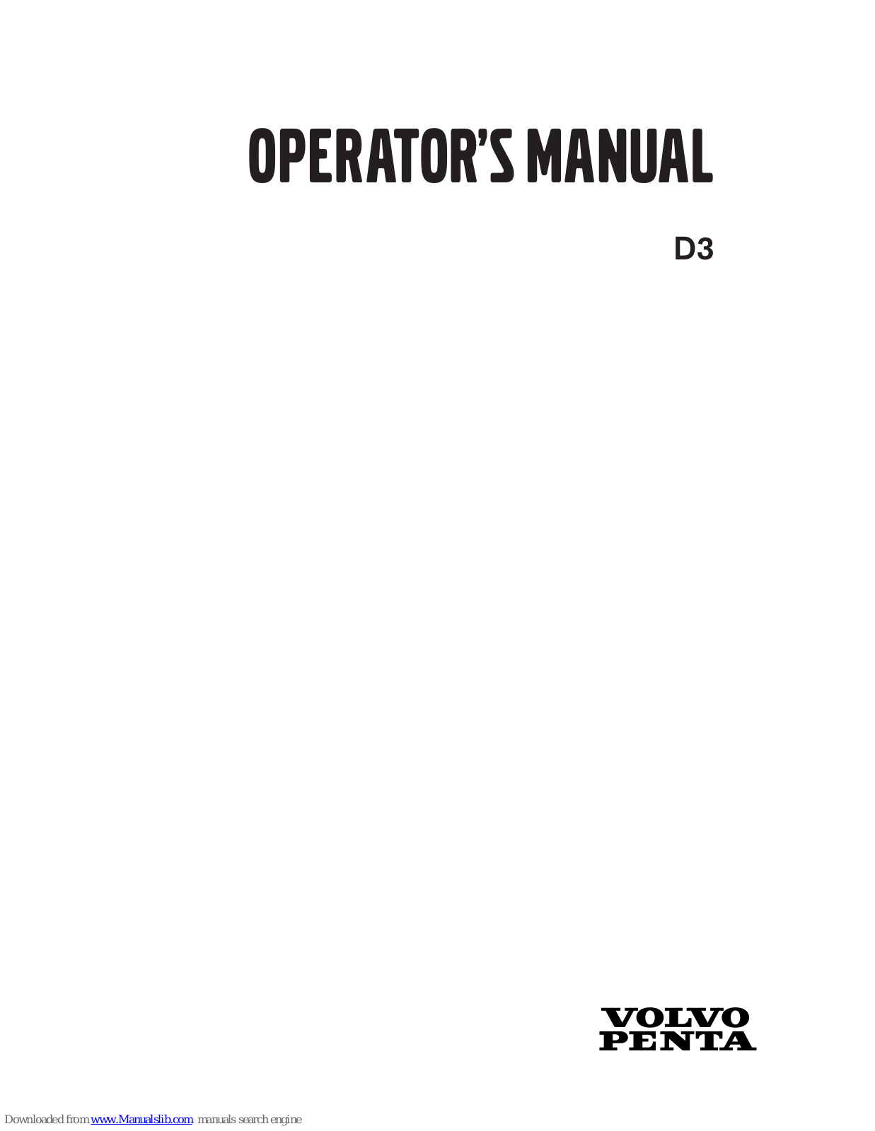 Volvo Penta D3 Operator's Manual