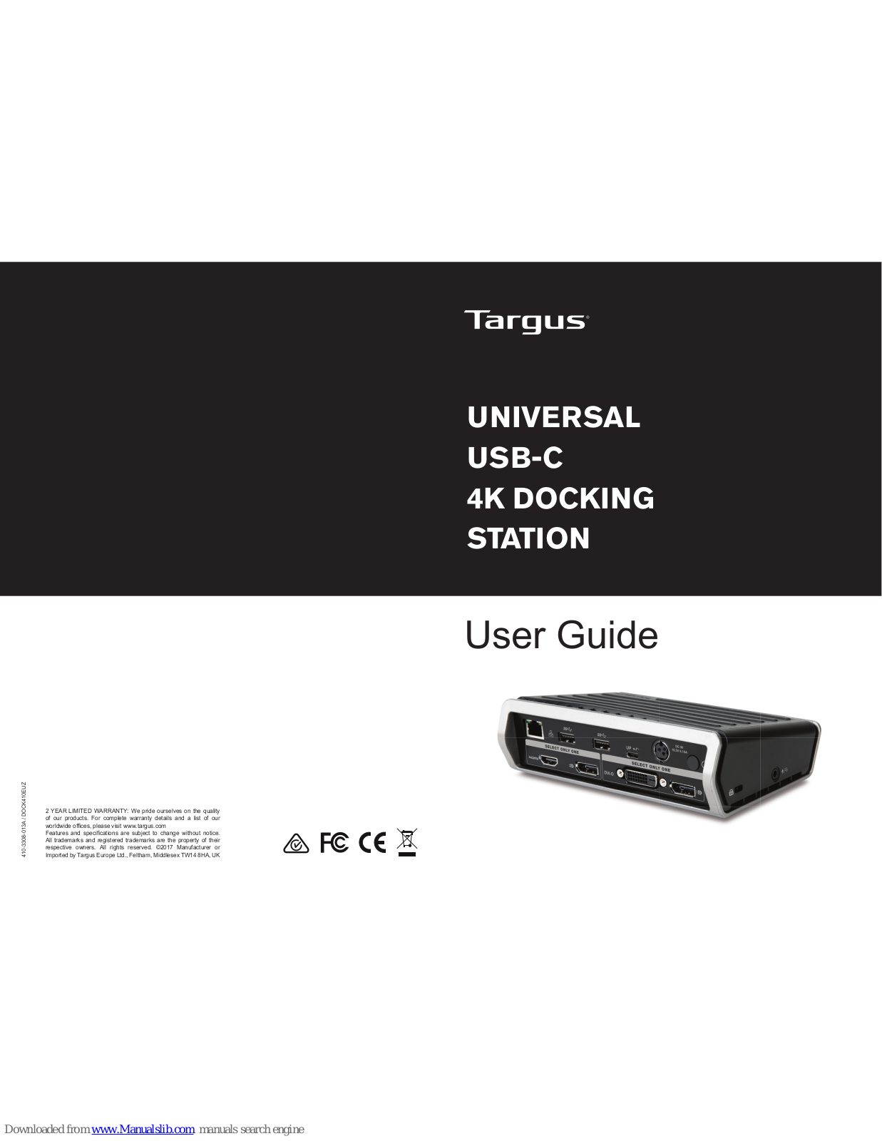 Targus Universal USB-C 4K Docking Station User Manual