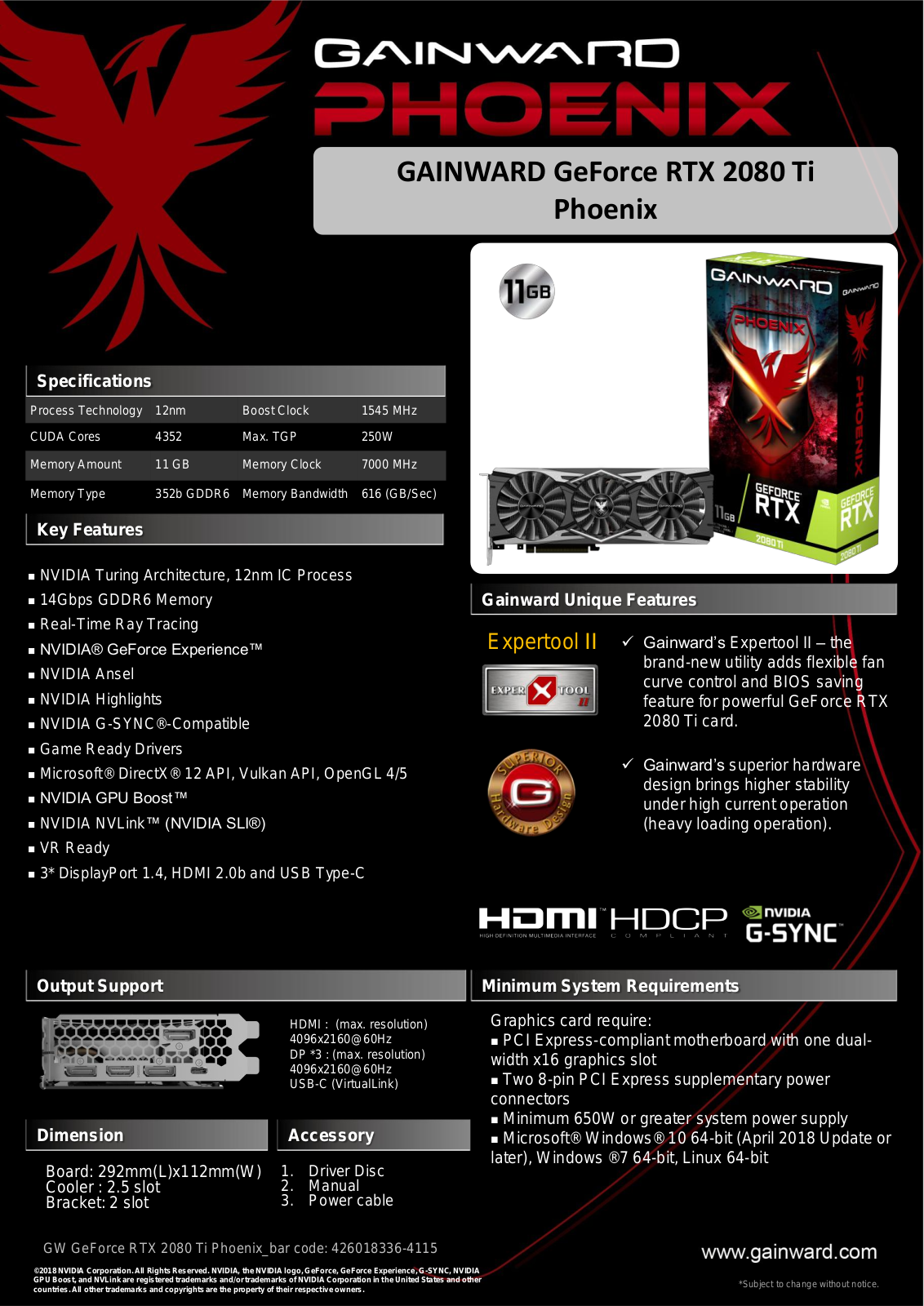 Gainward RTX 2080 Ti Phoenix User Manual