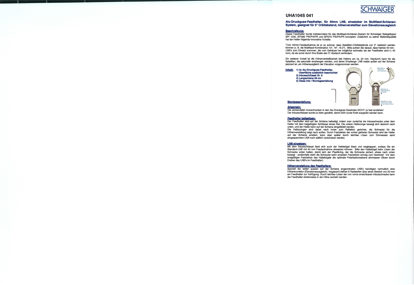 Schwaiger UHA104S User guide