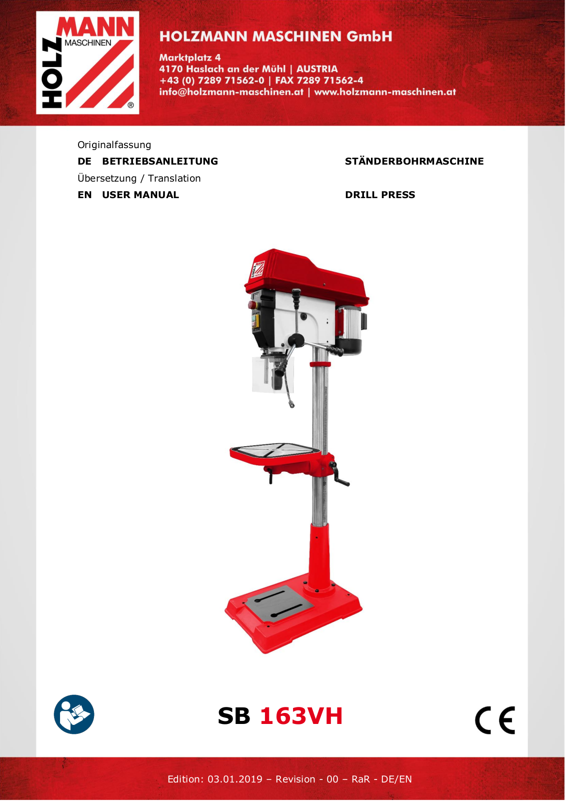 Holzmann SB163VH operation manual