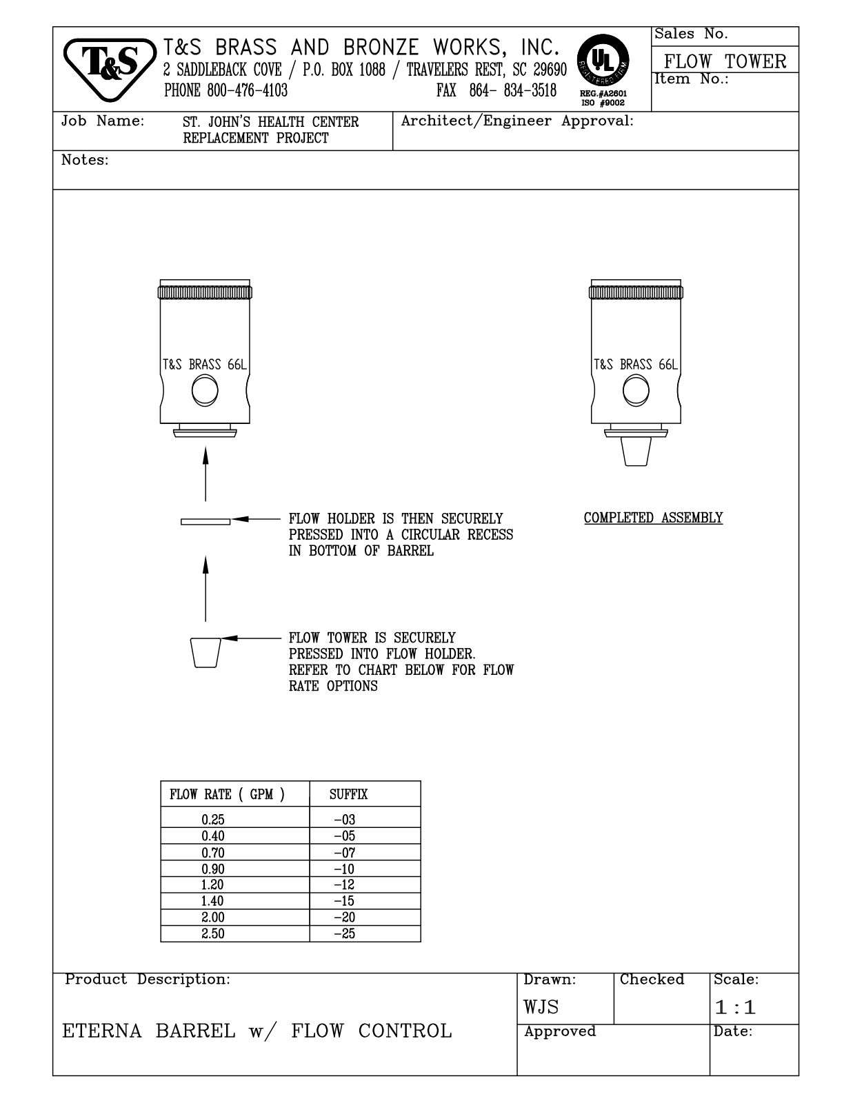 T&S Brass FLOW TOWER User Manual